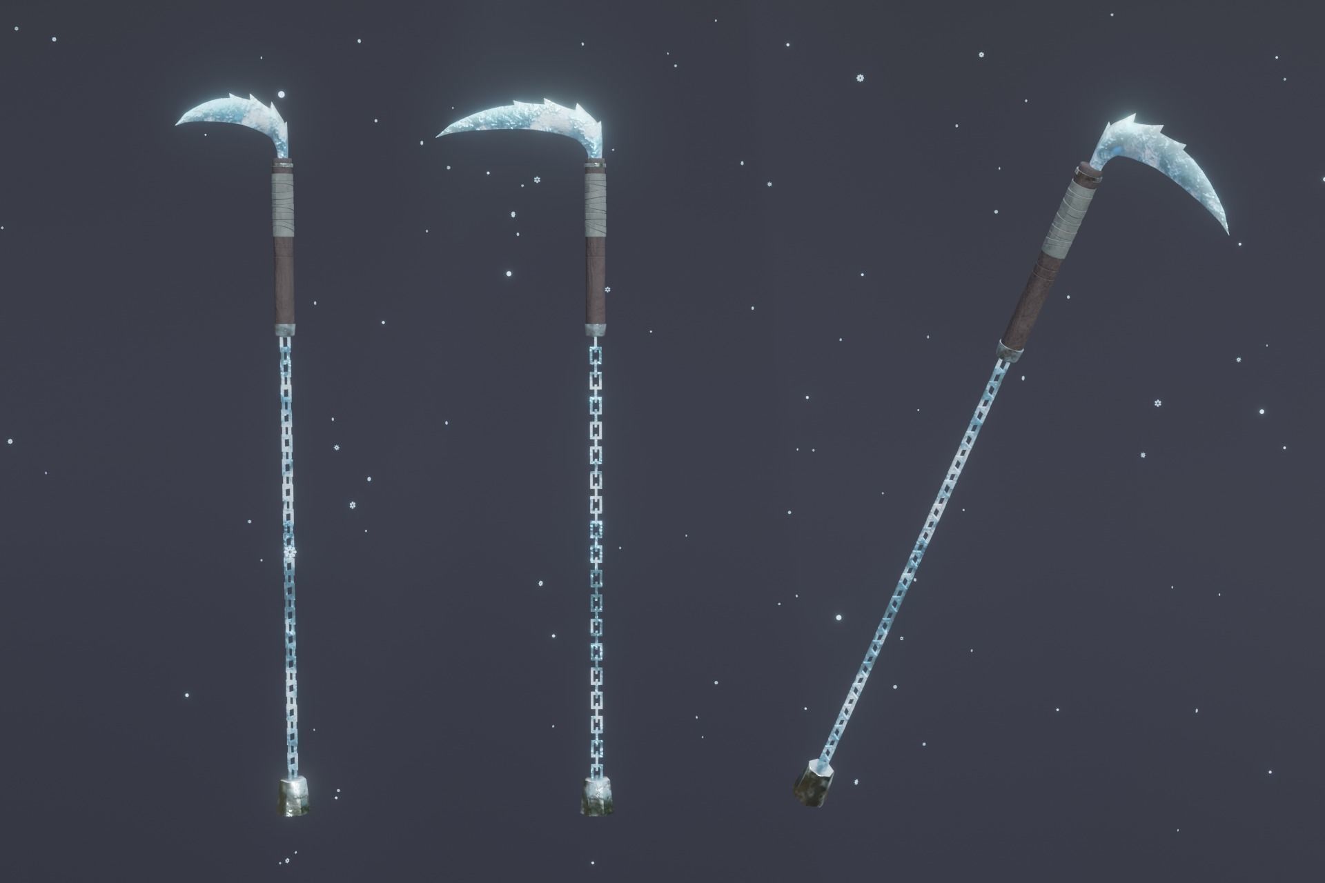 15 Ice elemental weapons - medieval - fantasy - magic - VOL 01 Low-poly 3D model_9