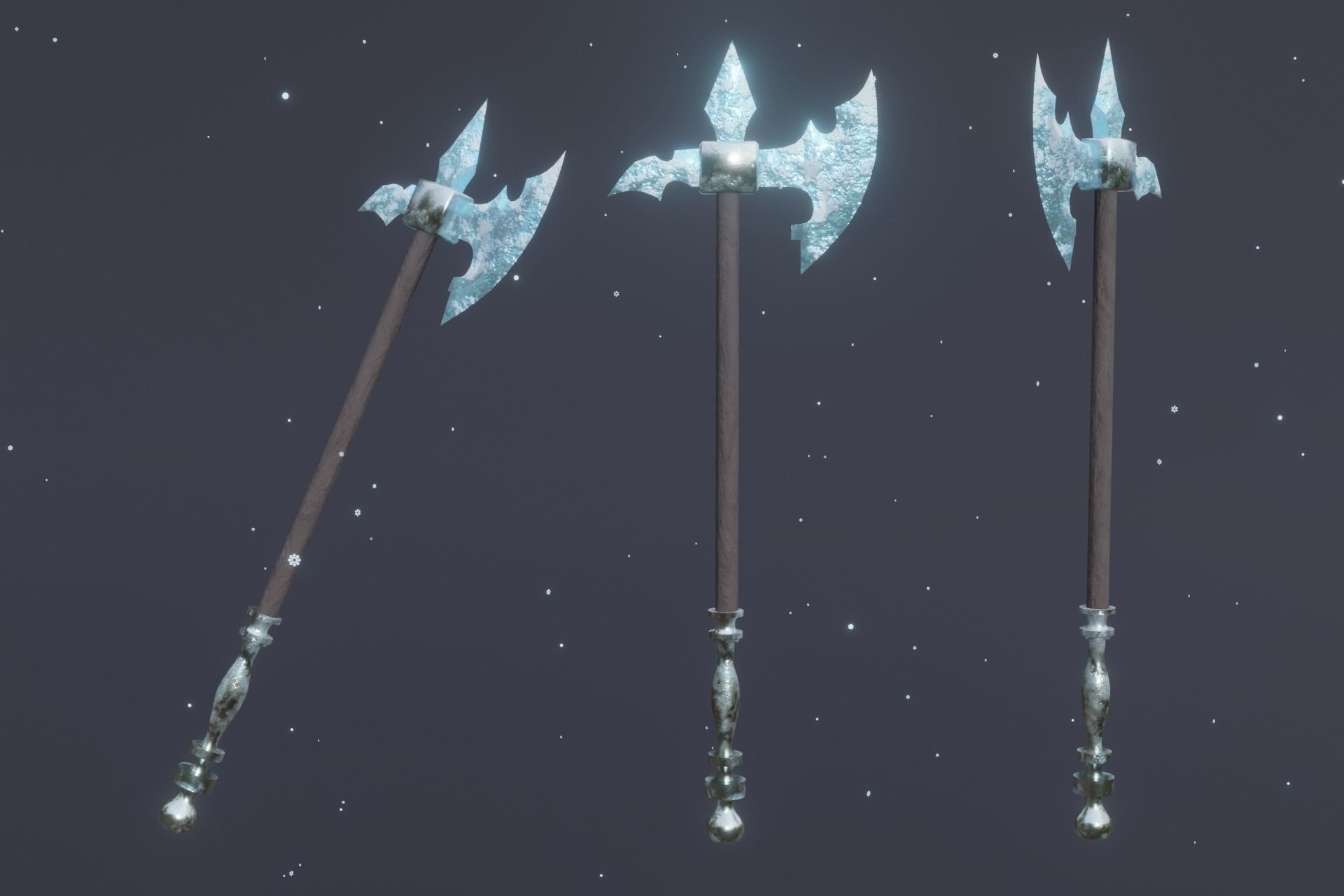 15 Ice elemental weapons - medieval - fantasy - magic - VOL 01 Low-poly 3D model_11