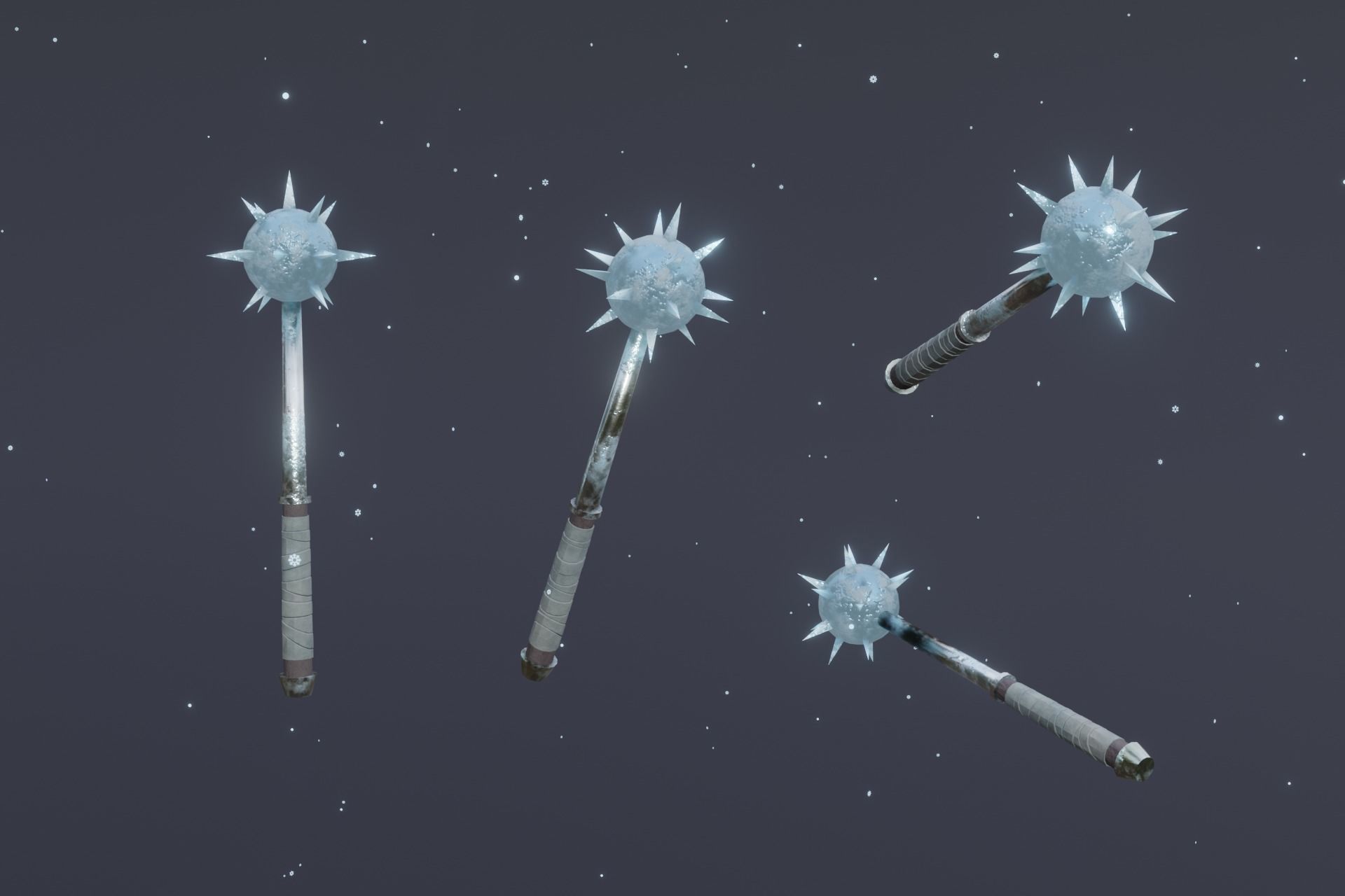 15 Ice elemental weapons - medieval - fantasy - magic - VOL 01 Low-poly 3D model_10