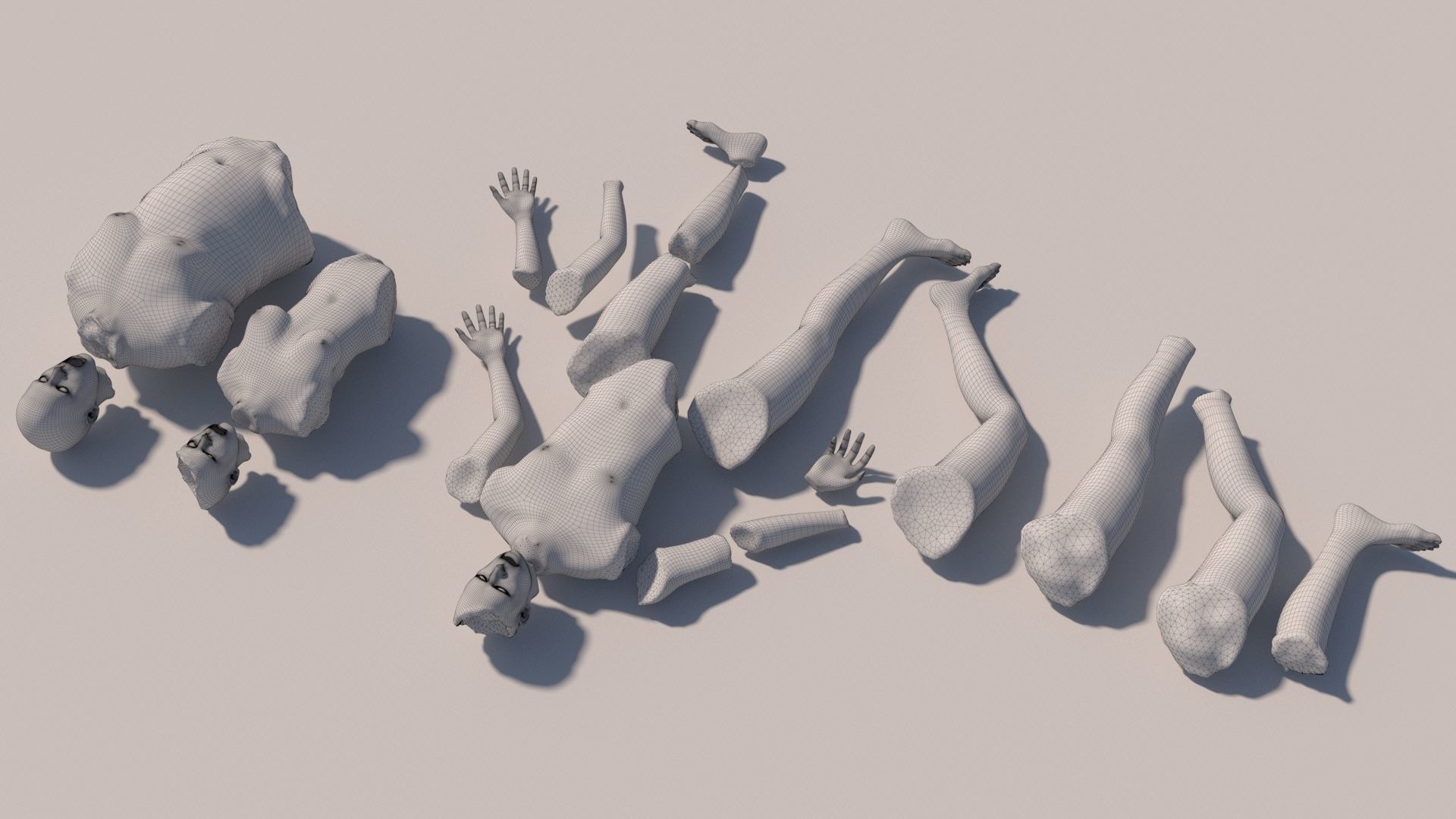 Body parts with textures 3D model_12
