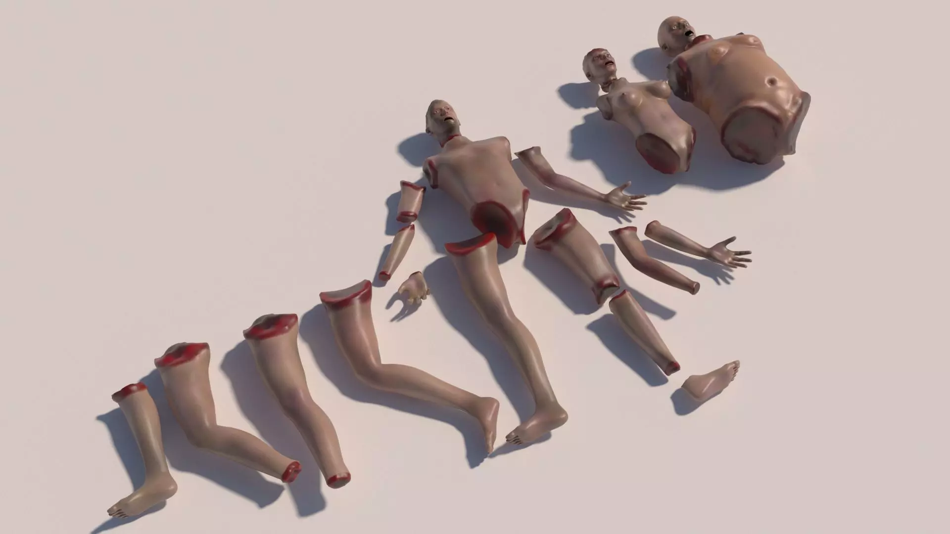 Body parts with textures 3D model_0