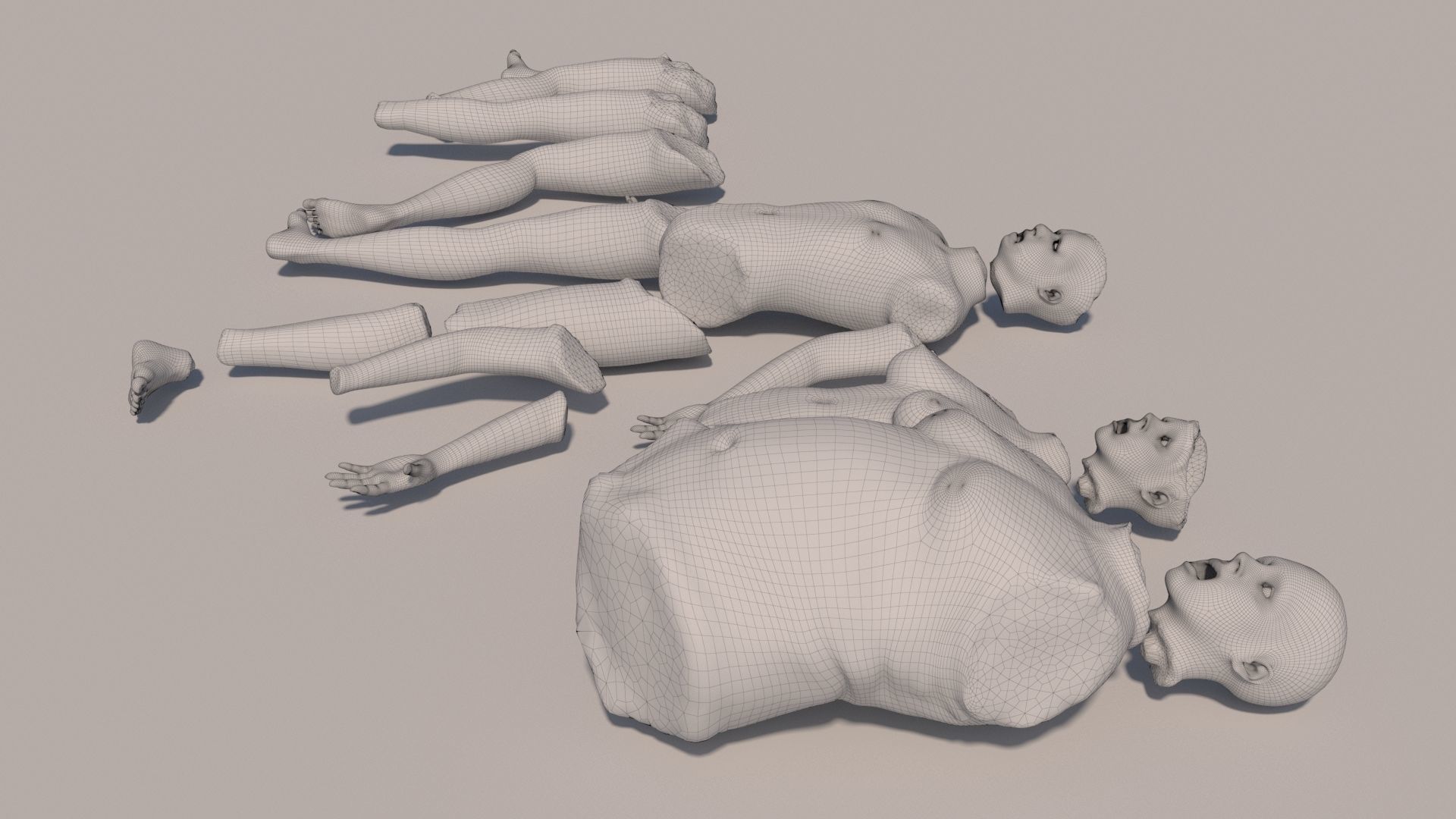 Body parts with textures 3D model_15