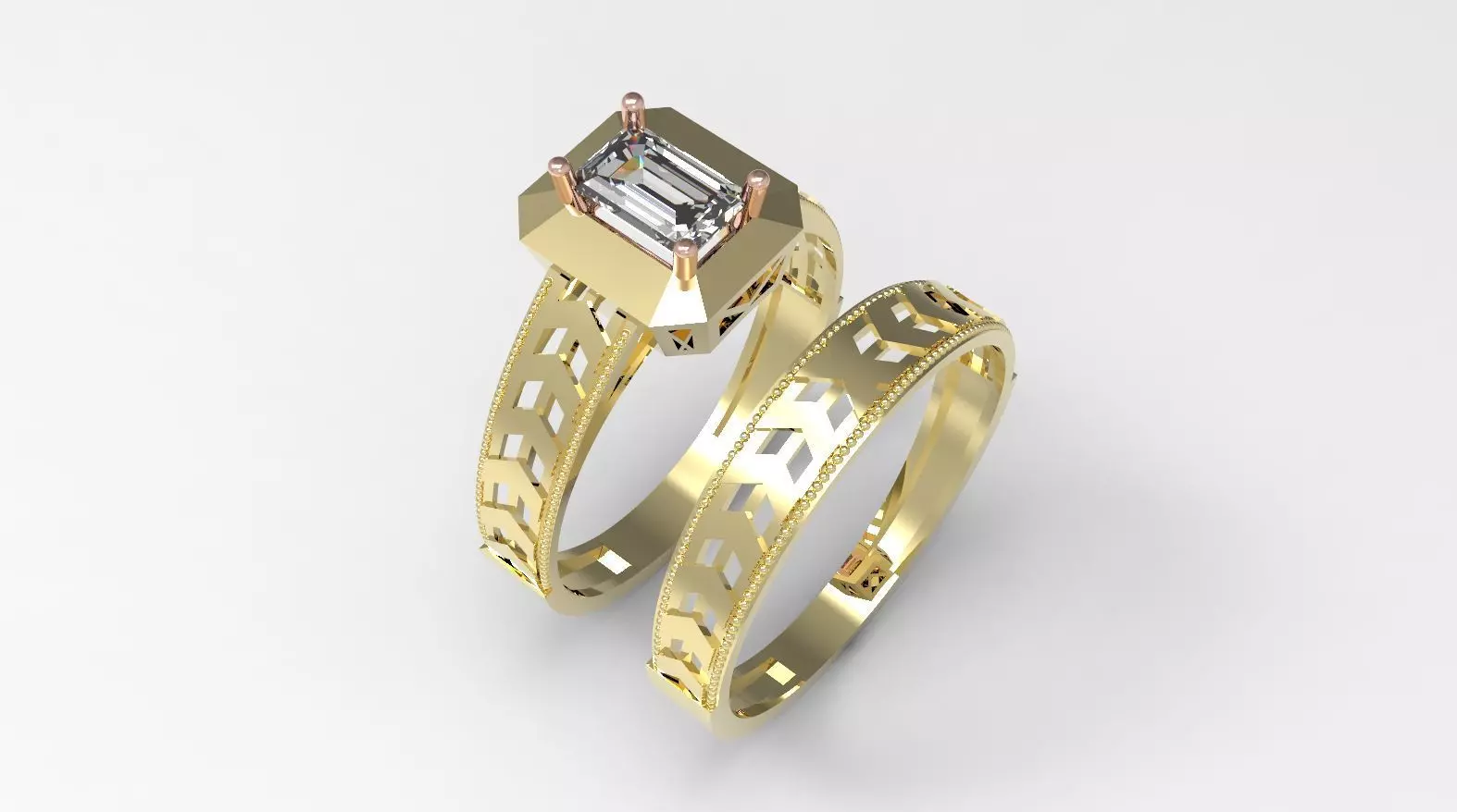 wedding engagement ring with gems stones 3D print model