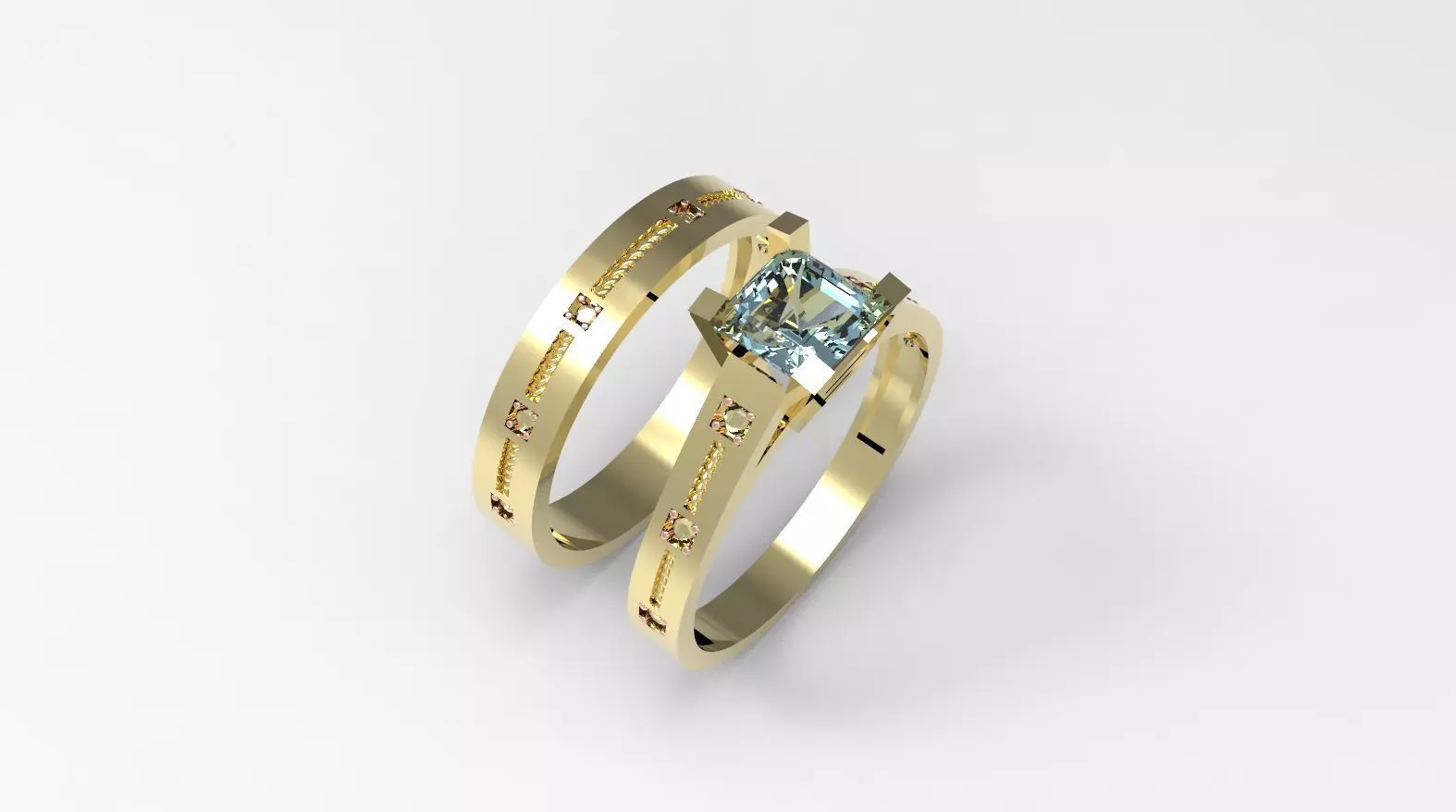 wedding engagement ring with gems stones 3D print model