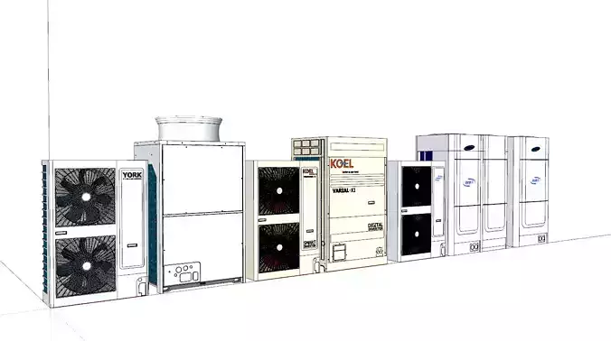 Air Conditioner Equipment Samsung York and Koel Low-poly 3D model