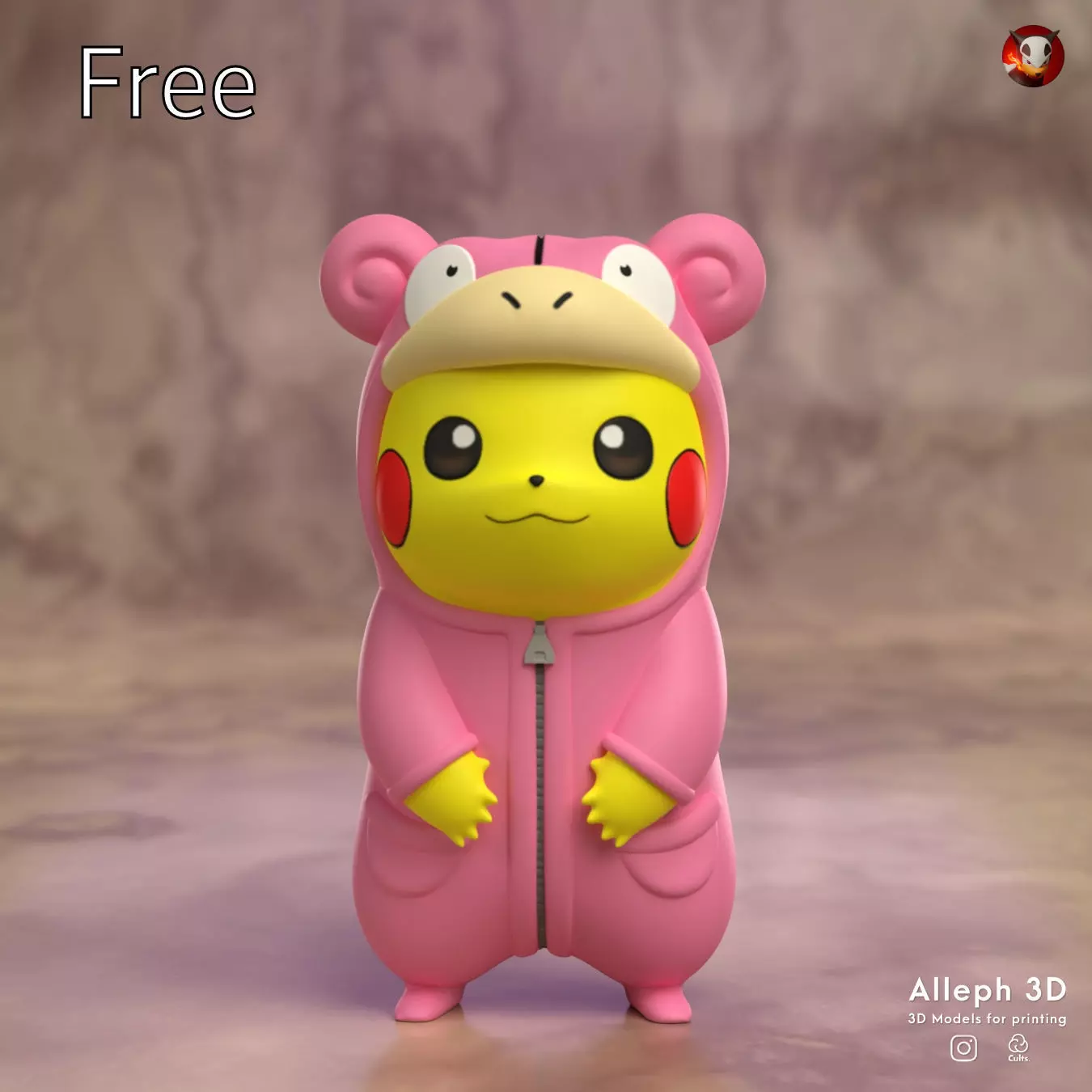  free Pokemon pikachu slowpoke cosplay Free 3D print model_0