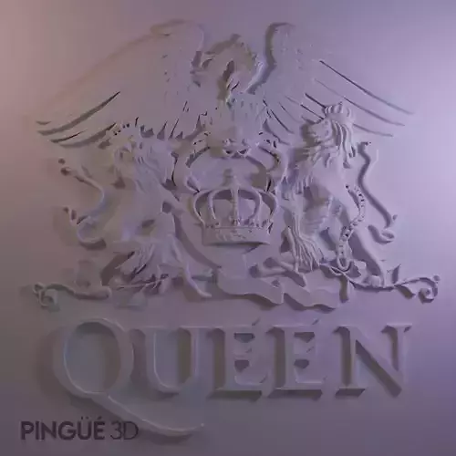 QUEEN LOGO KEYCHAIN AND BASRELIEF CREST - 3D AND CNC HEIGHTMAP  3D print model