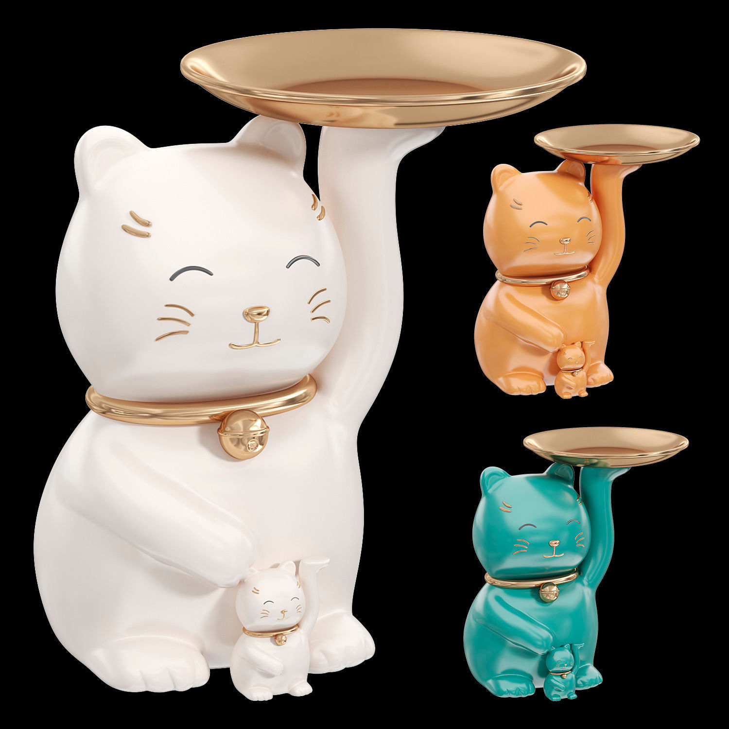  Lucky Cat Storage Ornament Key decor Low-poly 3D model_7