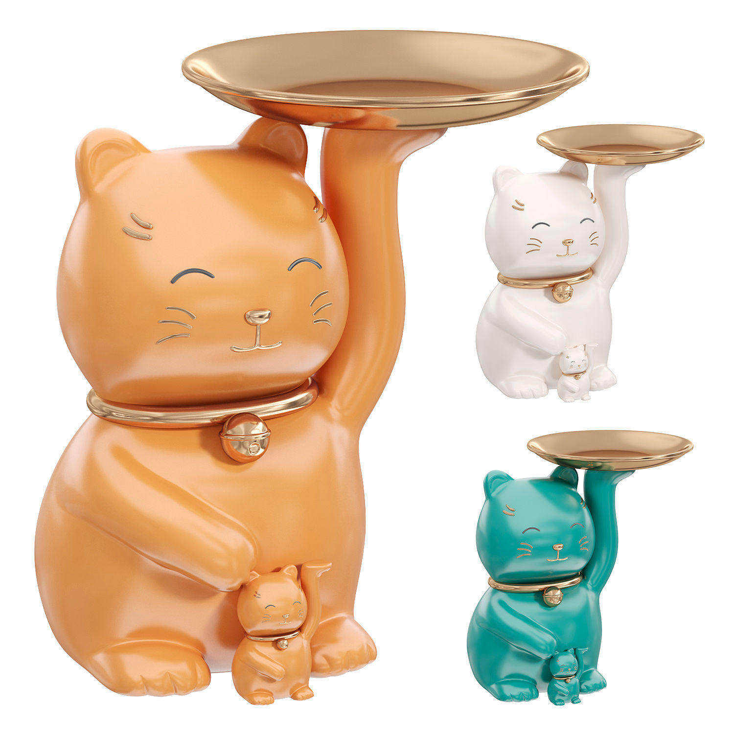  Lucky Cat Storage Ornament Key decor Low-poly 3D model_1