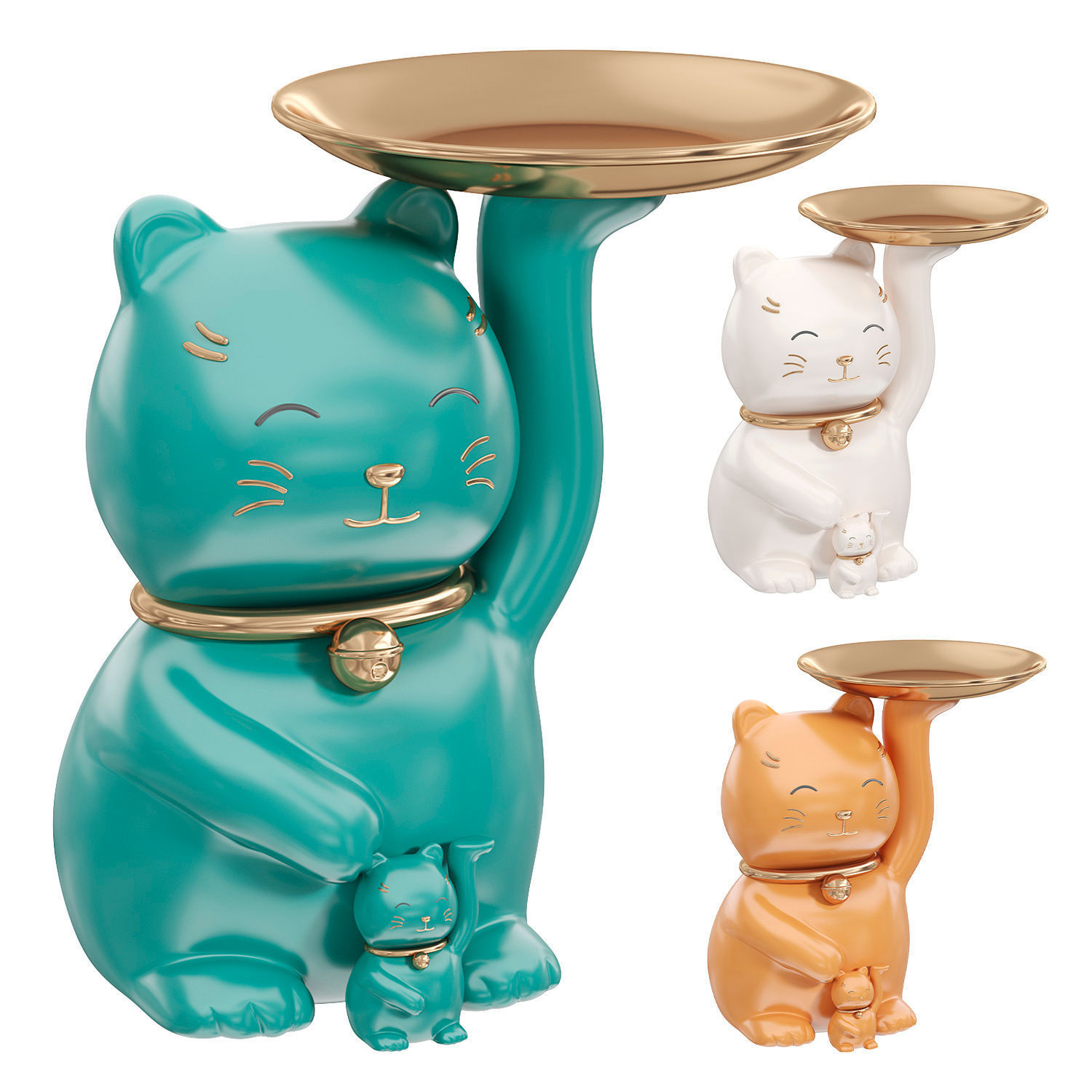  Lucky Cat Storage Ornament Key decor Low-poly 3D model_2