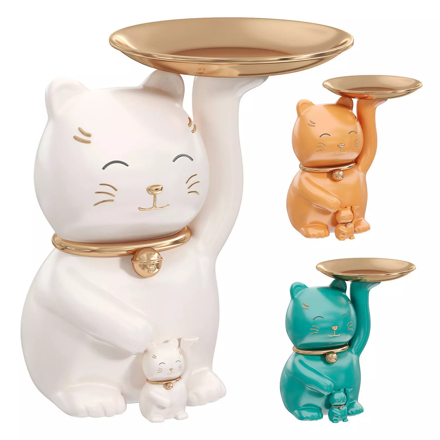  Lucky Cat Storage Ornament Key decor Low-poly 3D model_0