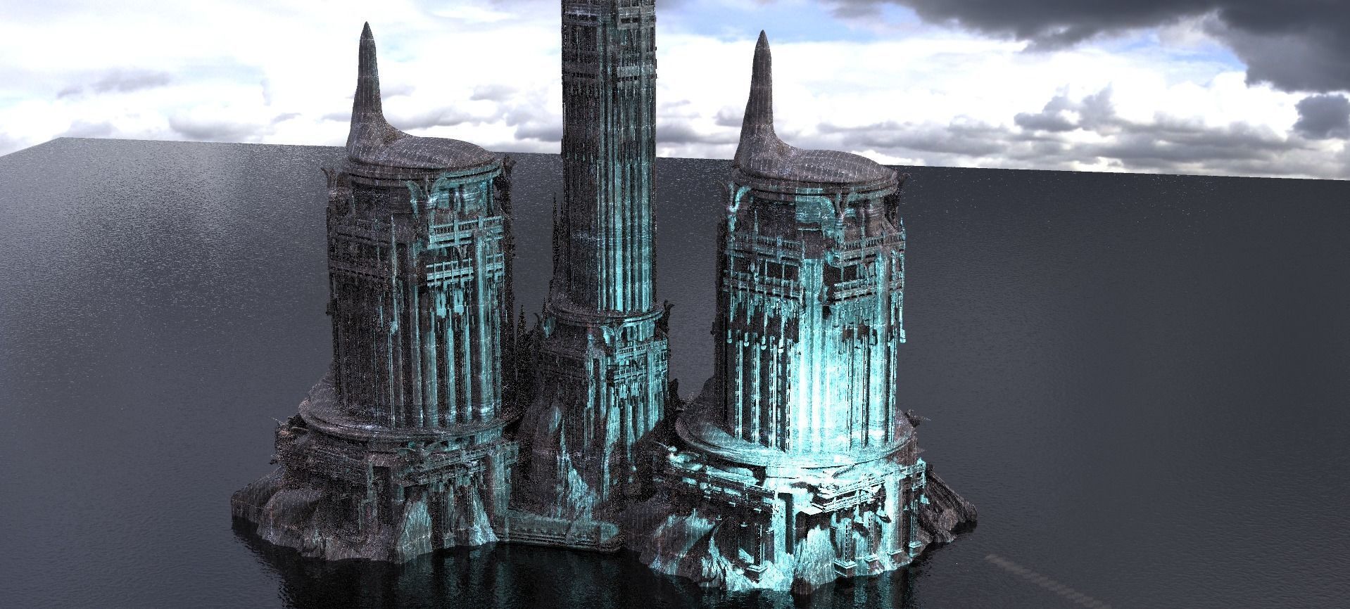 Pillars of the Giant two towers 3D model_1