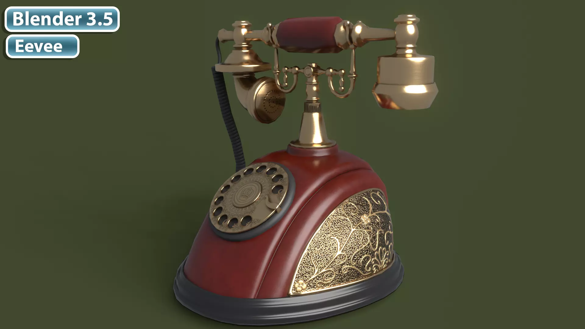 Retro Phone  Low-poly 3D model_0