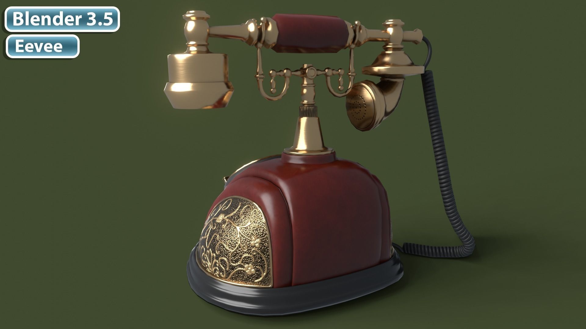 Retro Phone  Low-poly 3D model_4