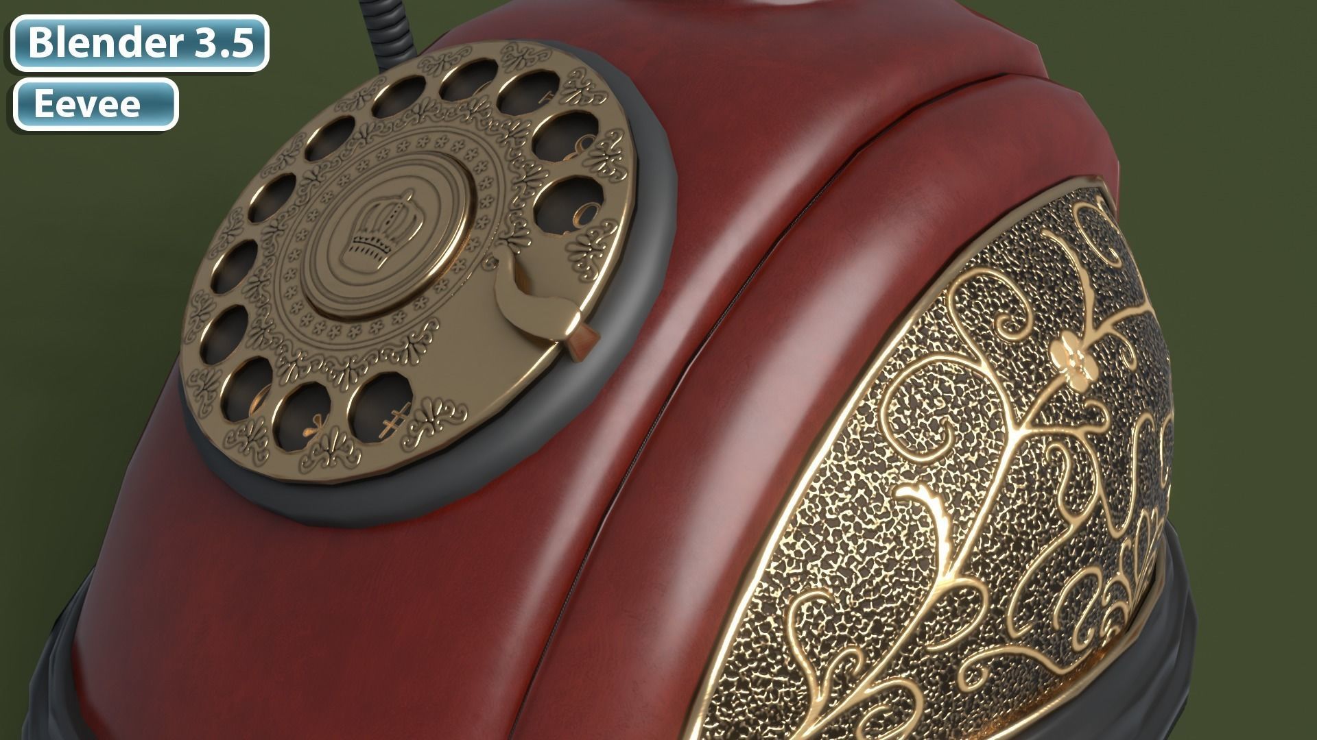 Retro Phone  Low-poly 3D model_2