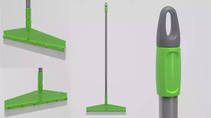 Lowpoly Plastic Mop with Rubber Blade for Floor Wipe