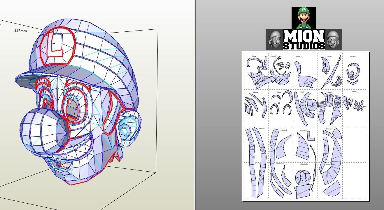 LUIGI HEAD FOR COSPLAYS STL AND PEPAKURA 3D print model_4