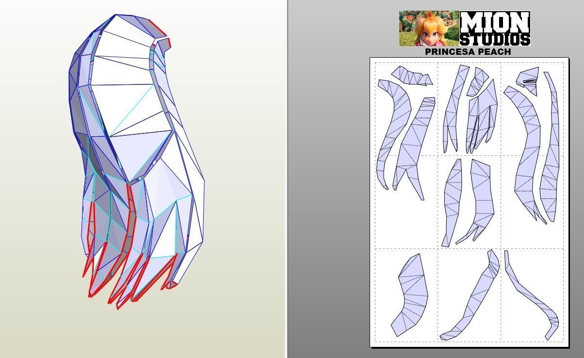 PRINCESS PEACH HEAD FOR COSPLAYS plus PEPAKURA HAIR BONUS 3D print model_12