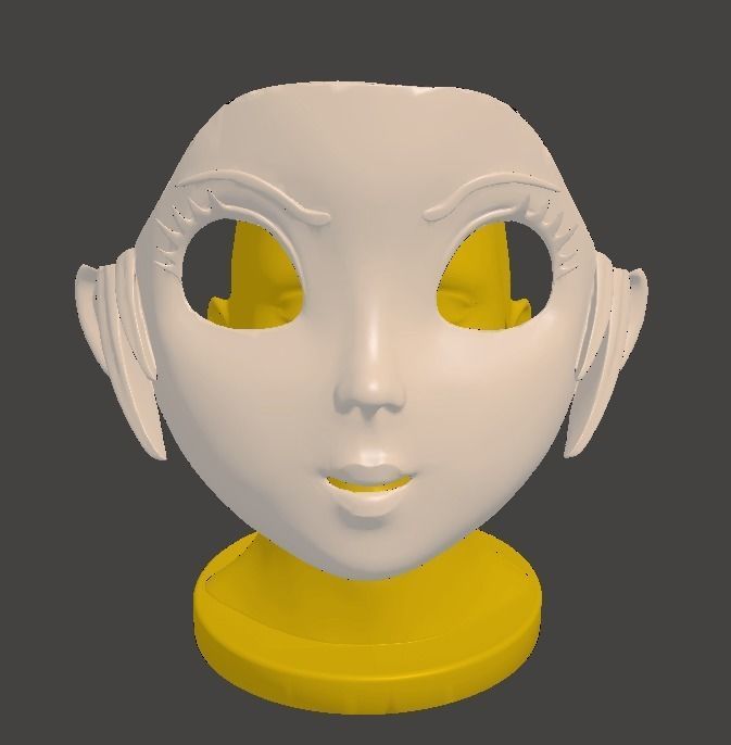 PRINCESS PEACH HEAD FOR COSPLAYS plus PEPAKURA HAIR BONUS 3D print model_3