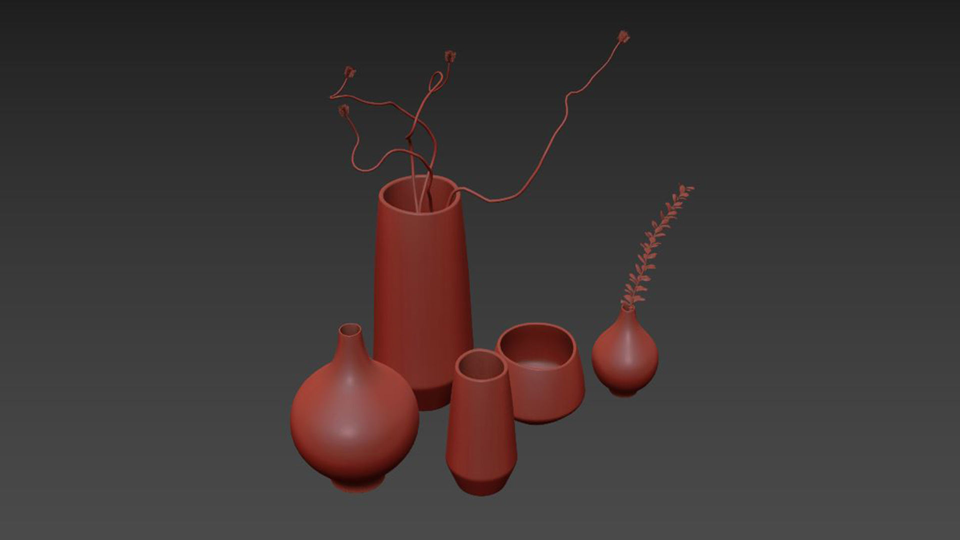 Half Dipped White Stoneware Vases 1 3D model_4