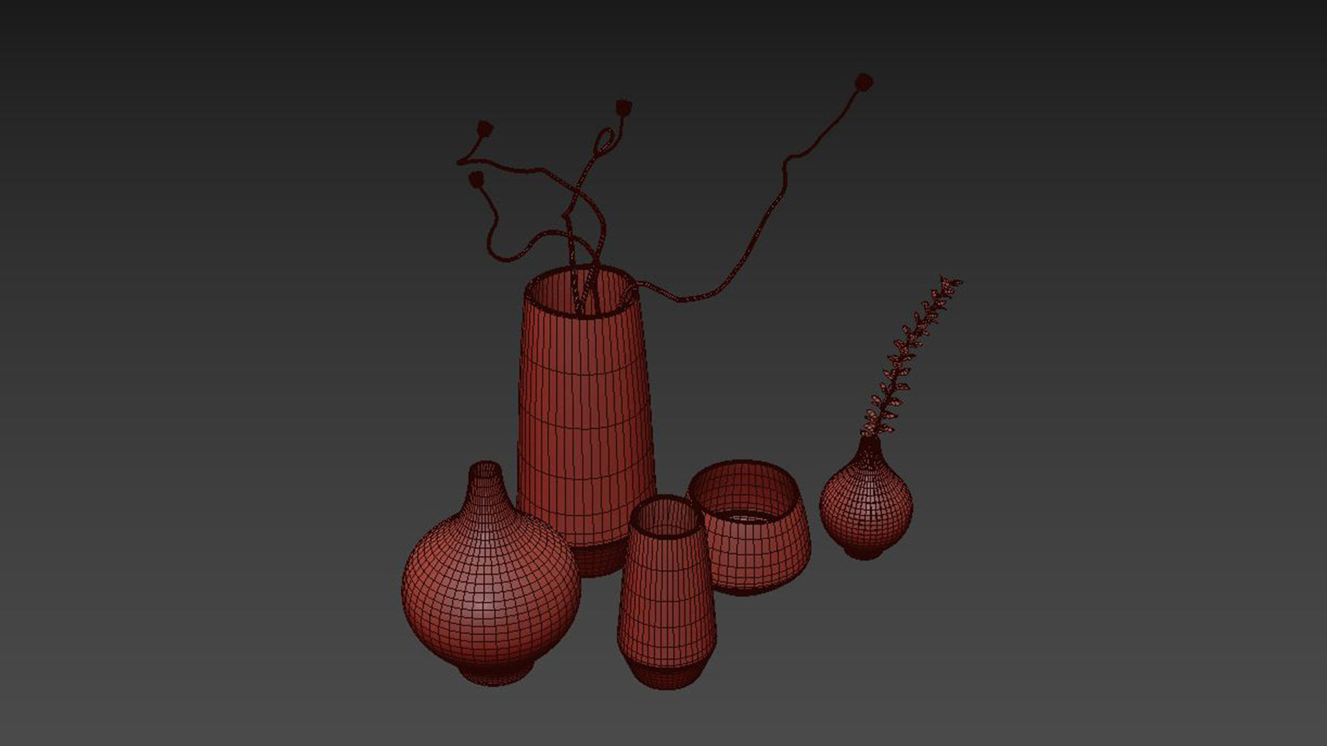 Half Dipped White Stoneware Vases 1 3D model_5