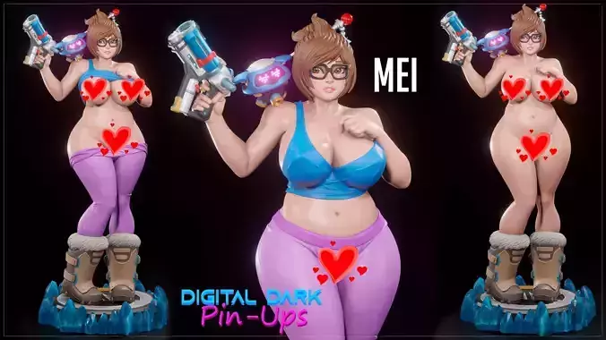 Mei Overwatch with NSFW version and Miniatures and Keychains 3D print model