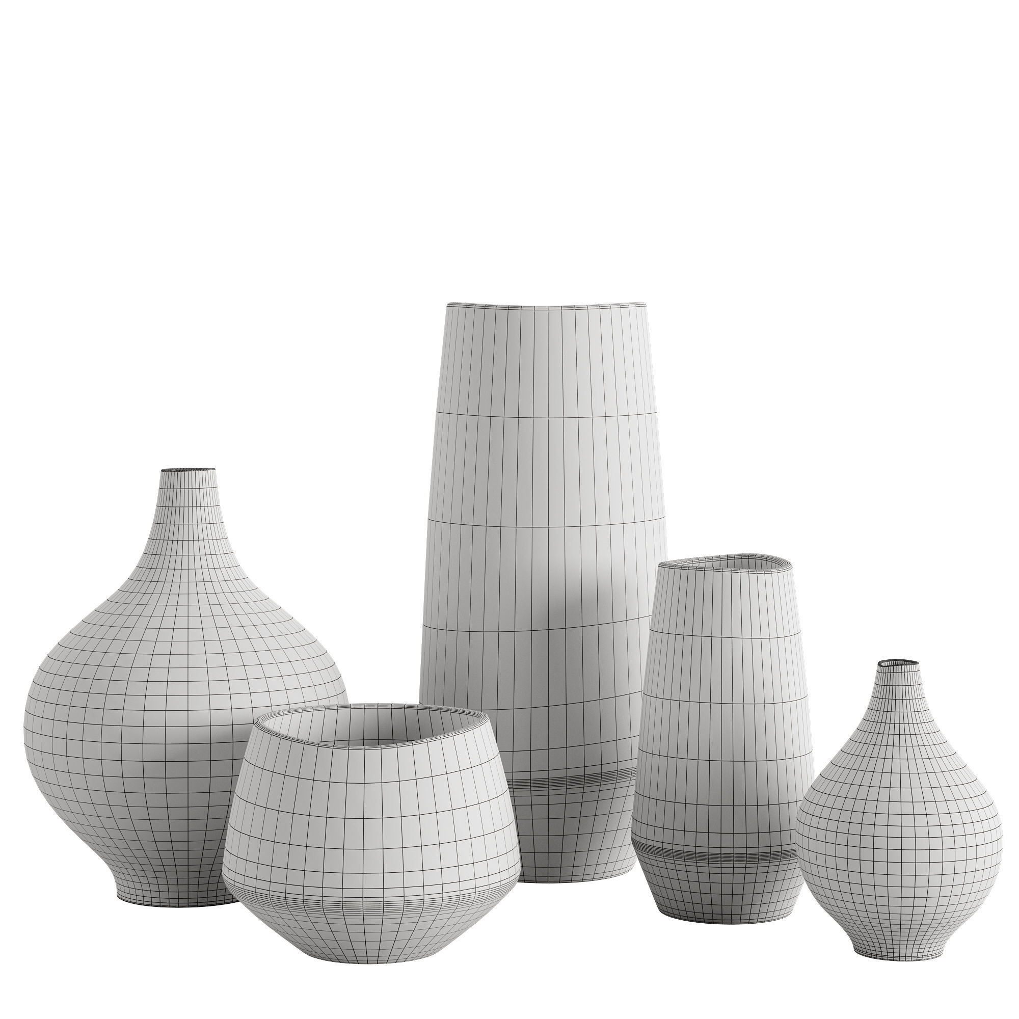 Half Dipped Black Stoneware Vases 3D model_2