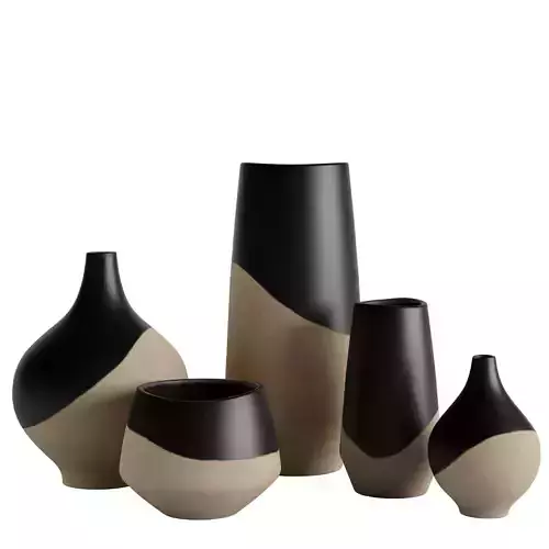 Half Dipped Black Stoneware Vases 3D model