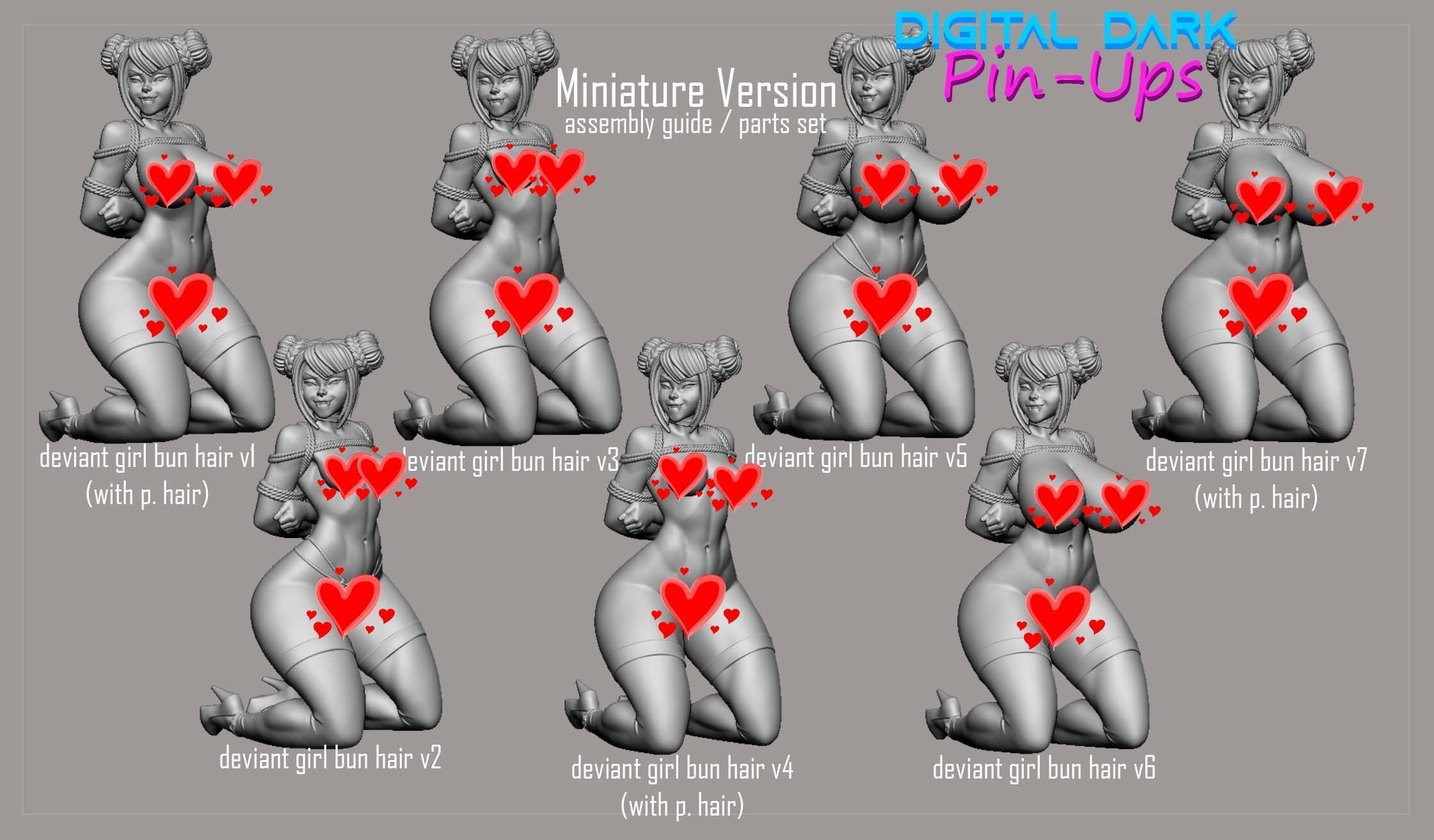 Vampire Twins Shibari with NSFW version and Miniatures 3D print model_22