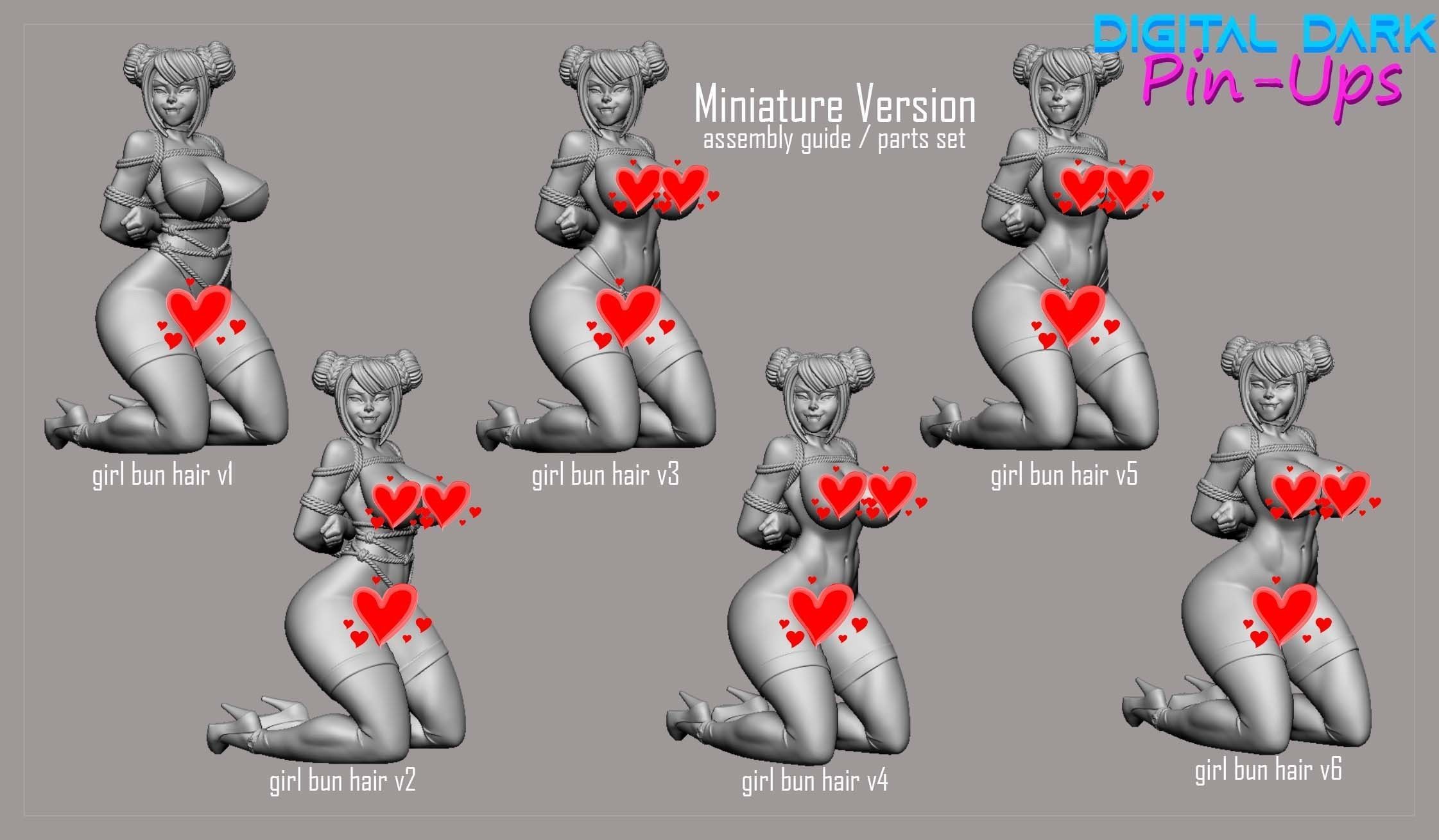 Vampire Twins Shibari with NSFW version and Miniatures 3D print model_21