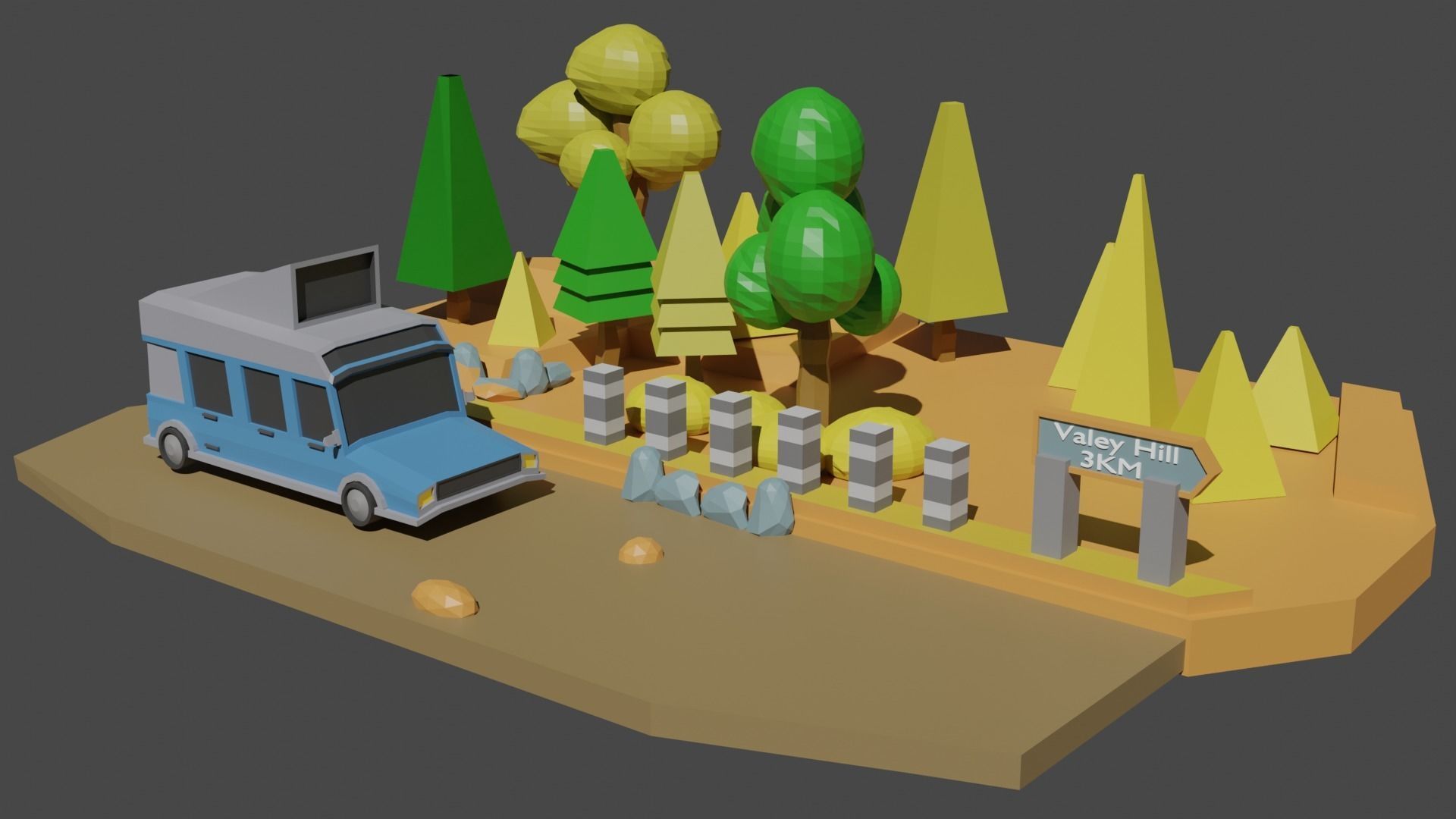Sandy Envinronment Low-poly 3D model_1