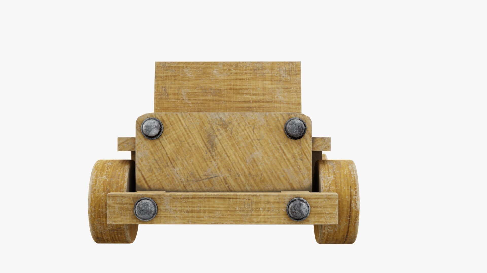 Old wooden toy jeep model 3D model_1