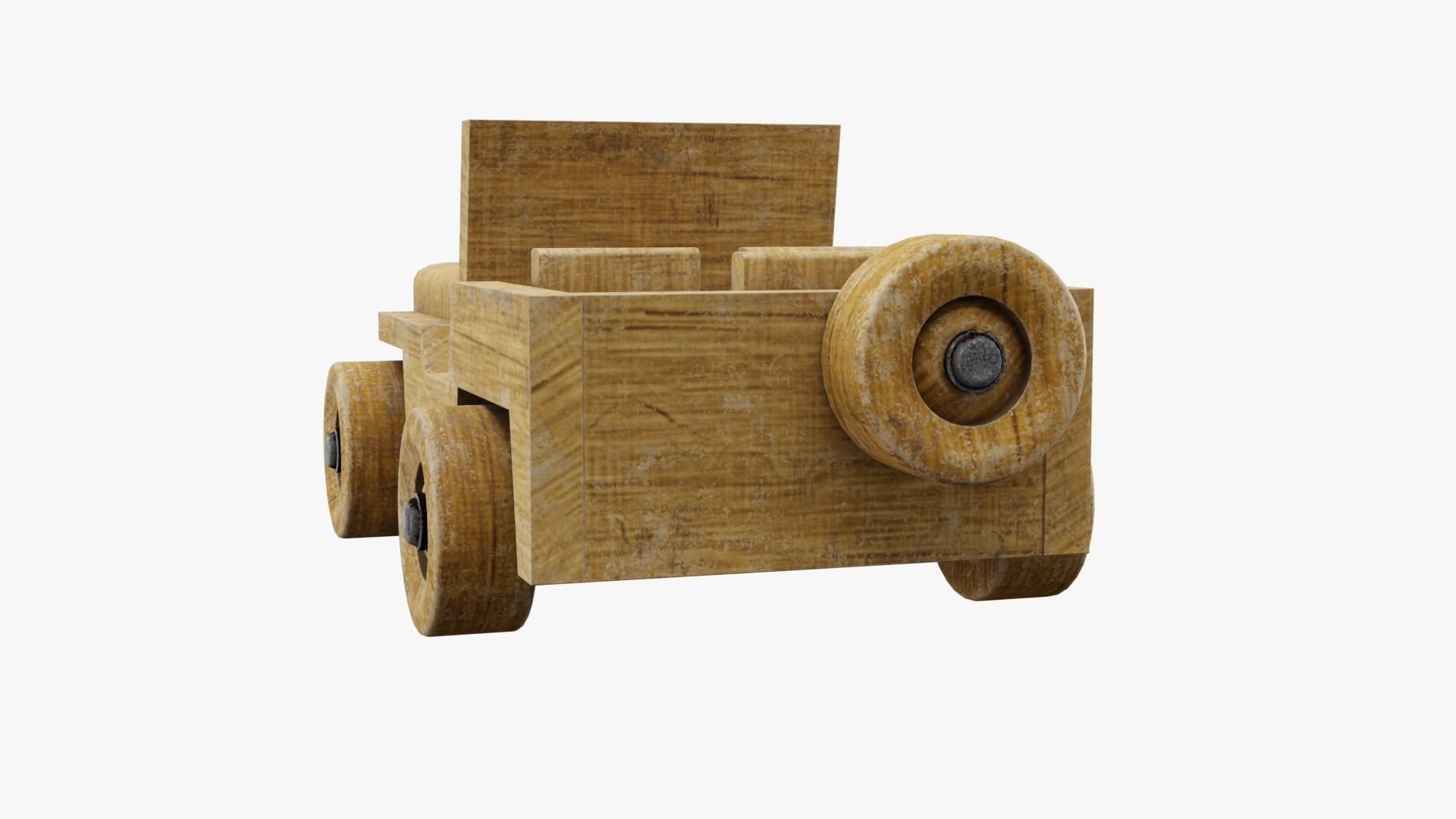Old wooden toy jeep model 3D model_6
