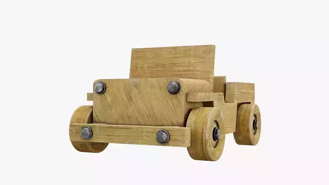 Old wooden toy jeep model