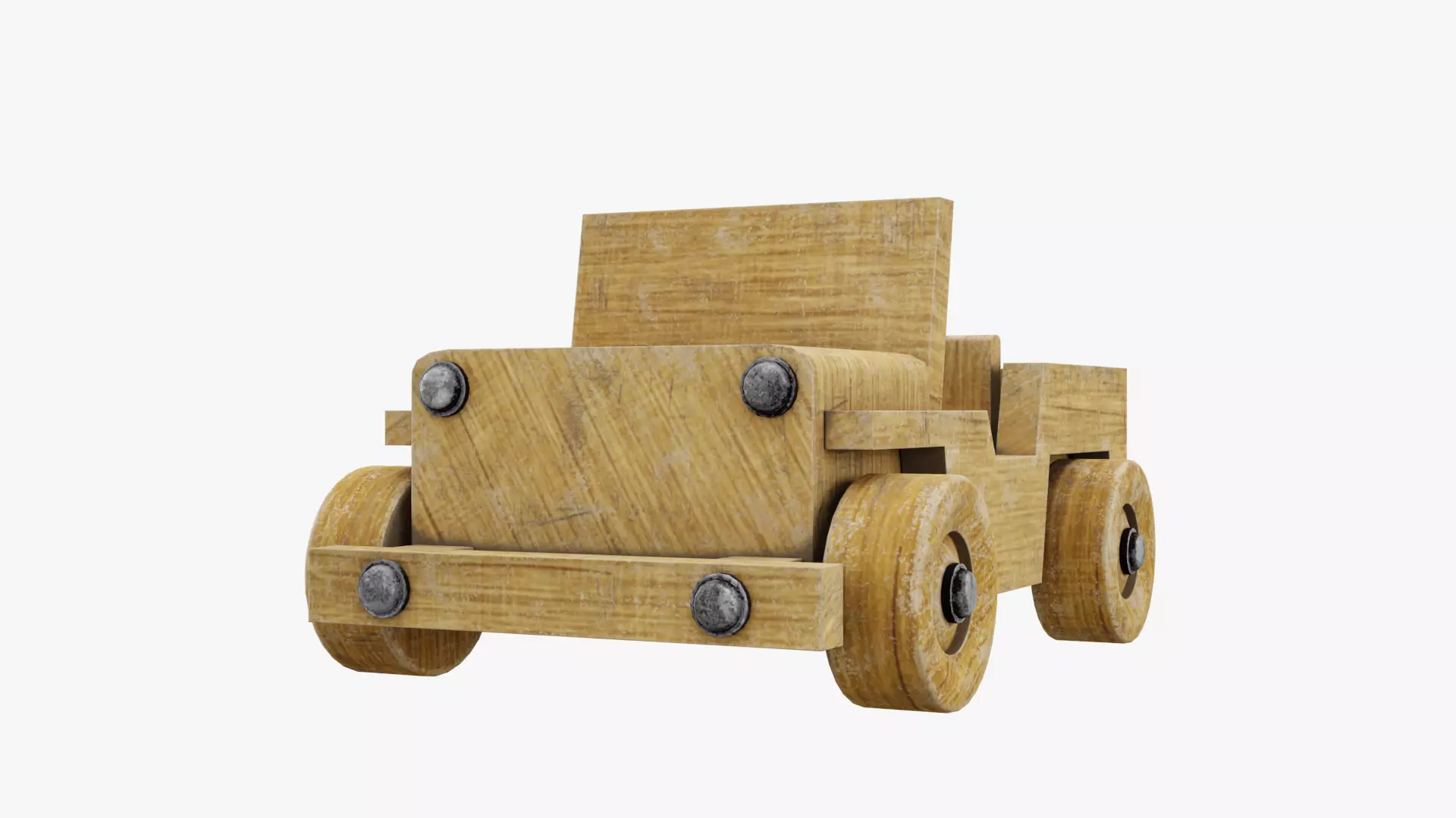 Old wooden toy jeep model 3D model_0