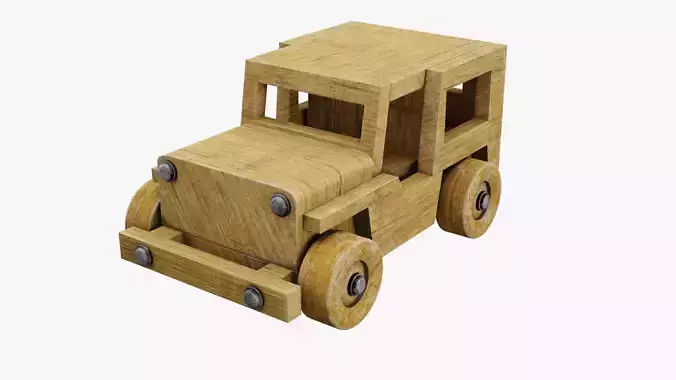 Old wooden toy jeep wagon model