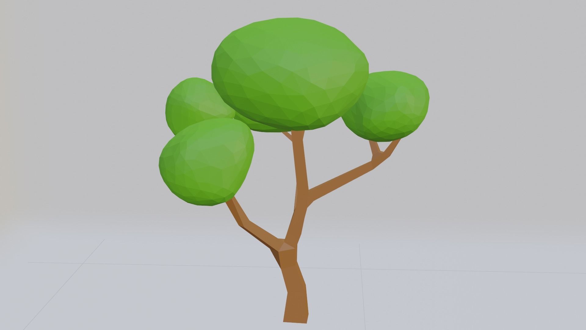 Low Poly Cartoon Trees Grass Plants and Stone Free low-poly 3D model_3