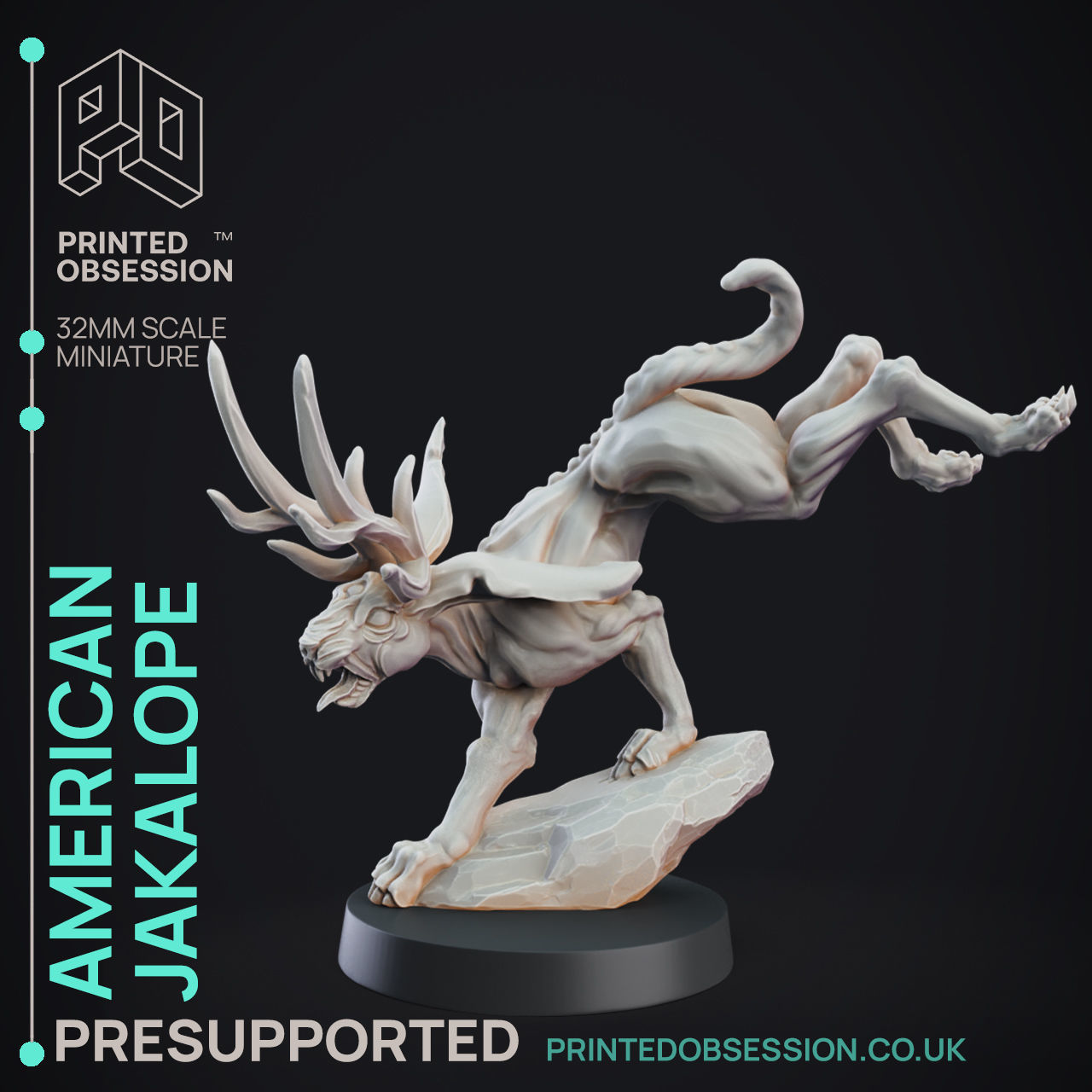 Jakalope - 3D Printable TTRPG - PRESUPPORTED - 32mm Scale 3D print model_4