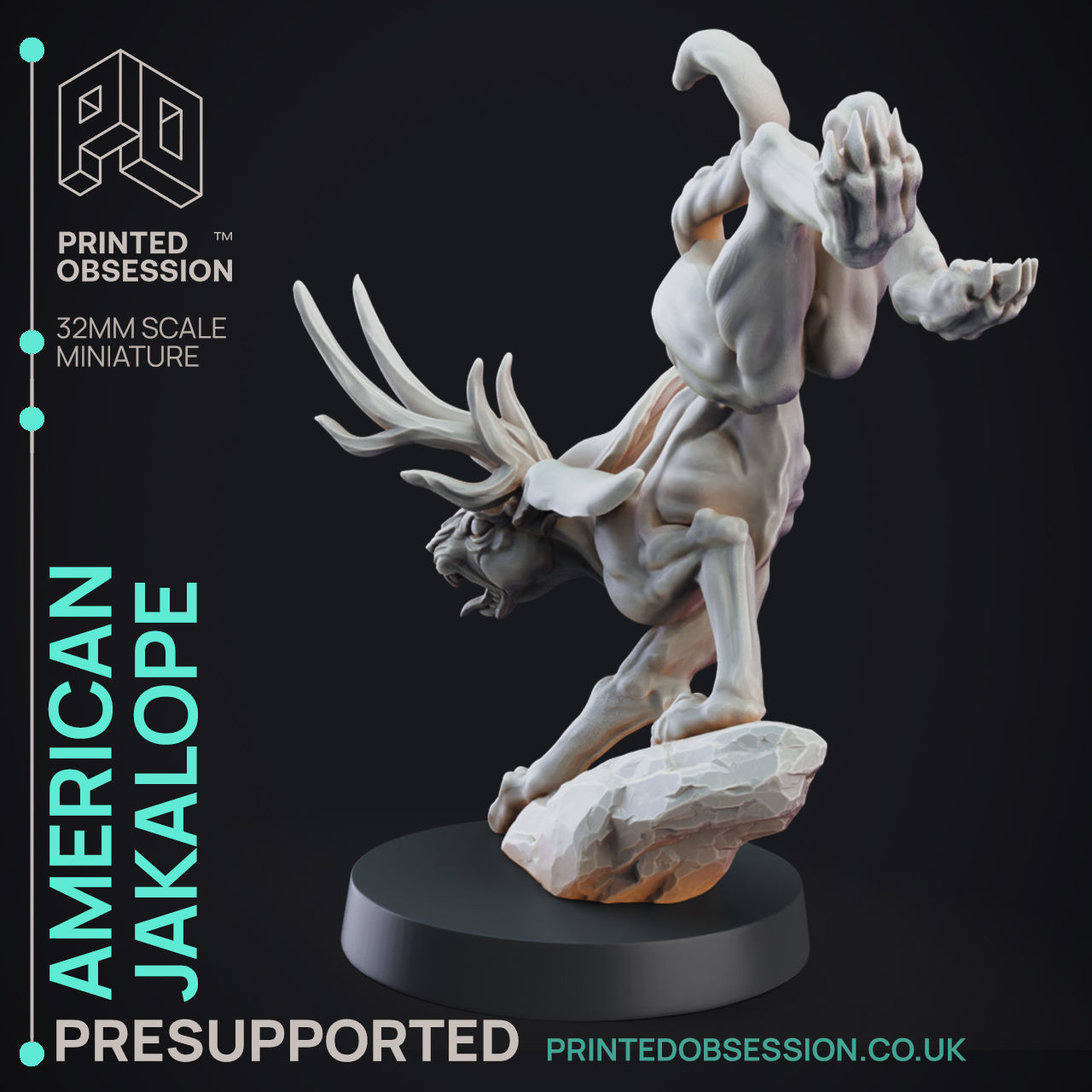 Jakalope - 3D Printable TTRPG - PRESUPPORTED - 32mm Scale 3D print model_3