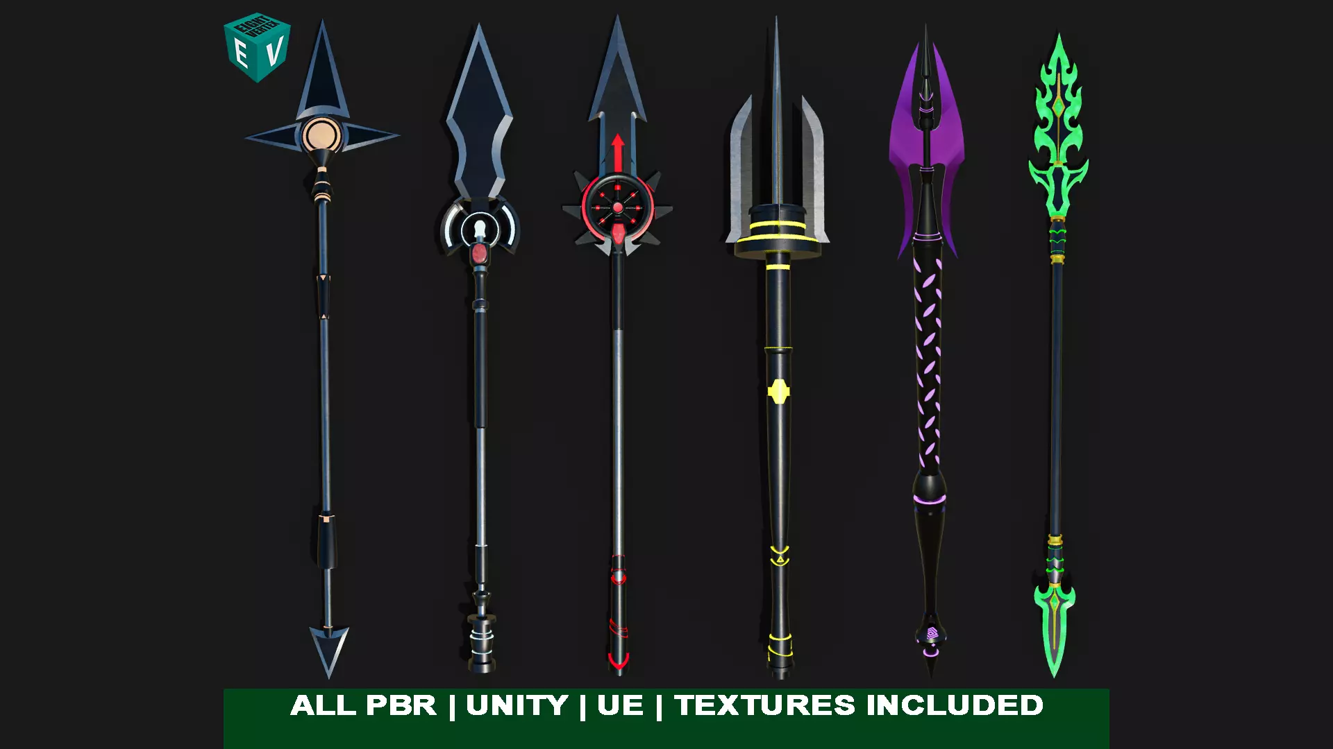6 Sci Fi Battle Hammers All PBR Unity UE Textures Included 3D Model Collection_0