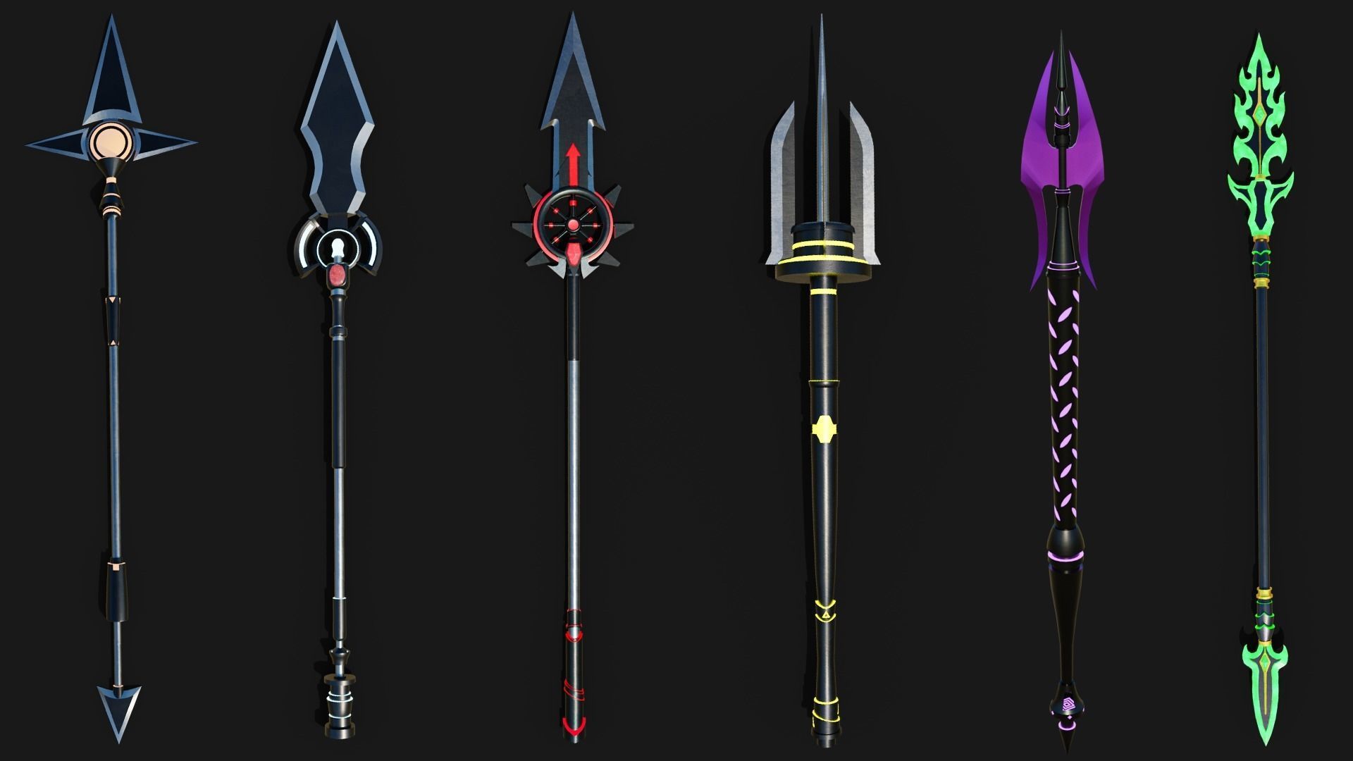 6 Sci Fi Battle Hammers All PBR Unity UE Textures Included 3D Model Collection_2