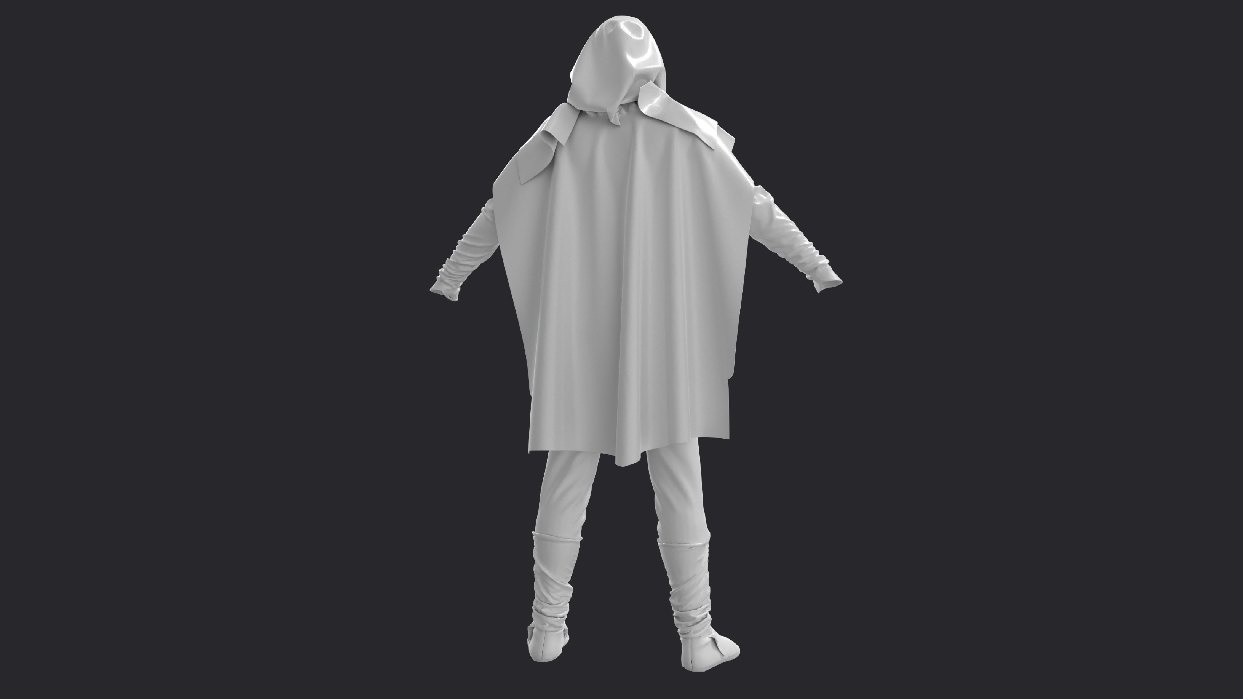 Medieval male outfit character clothing and shoes 3D model_7