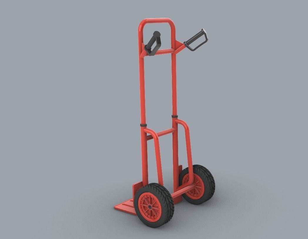 Folding Sack Truck Low-poly 3D model_5