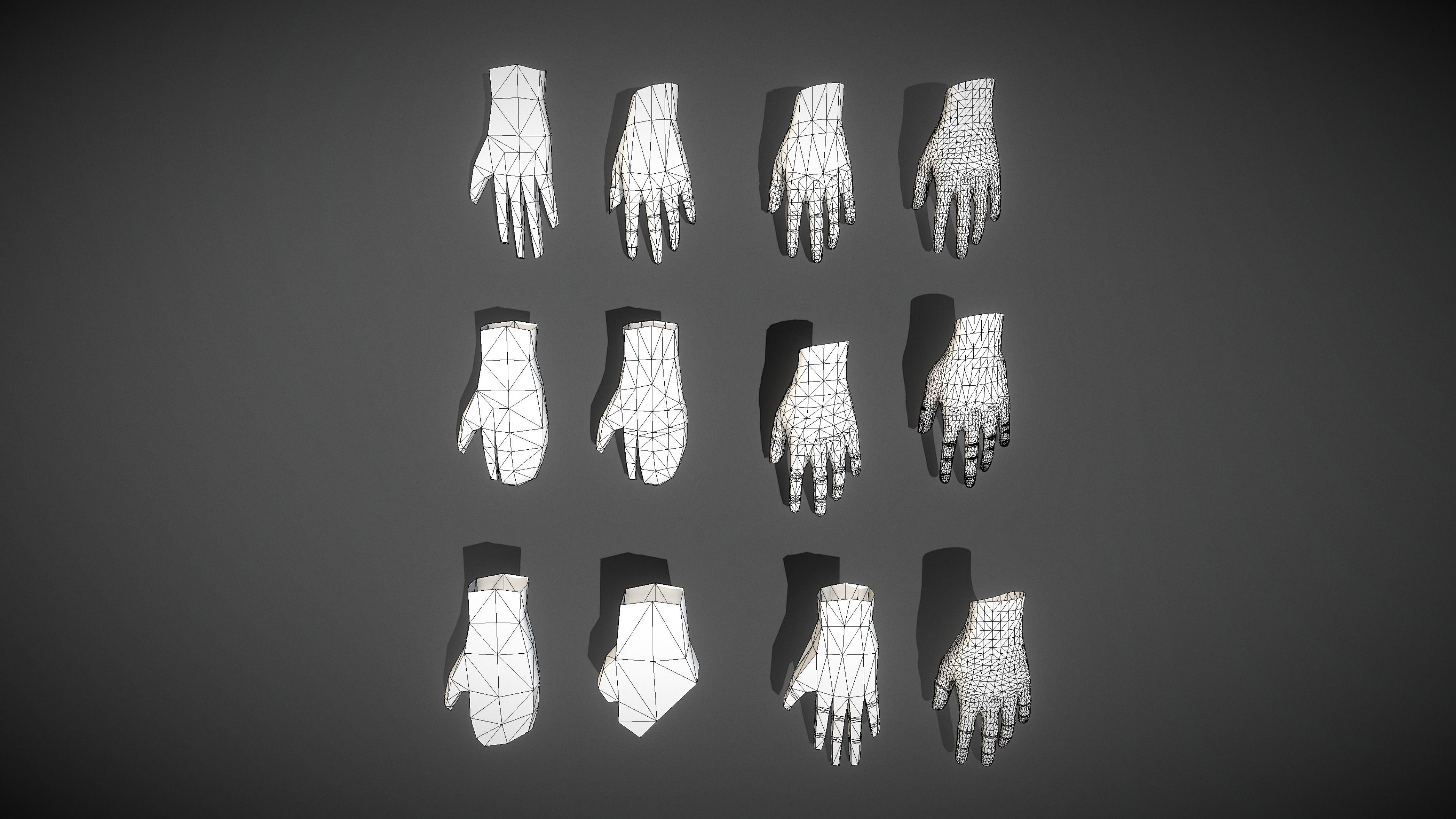 Low Poly Hands Low-poly 3D model_2