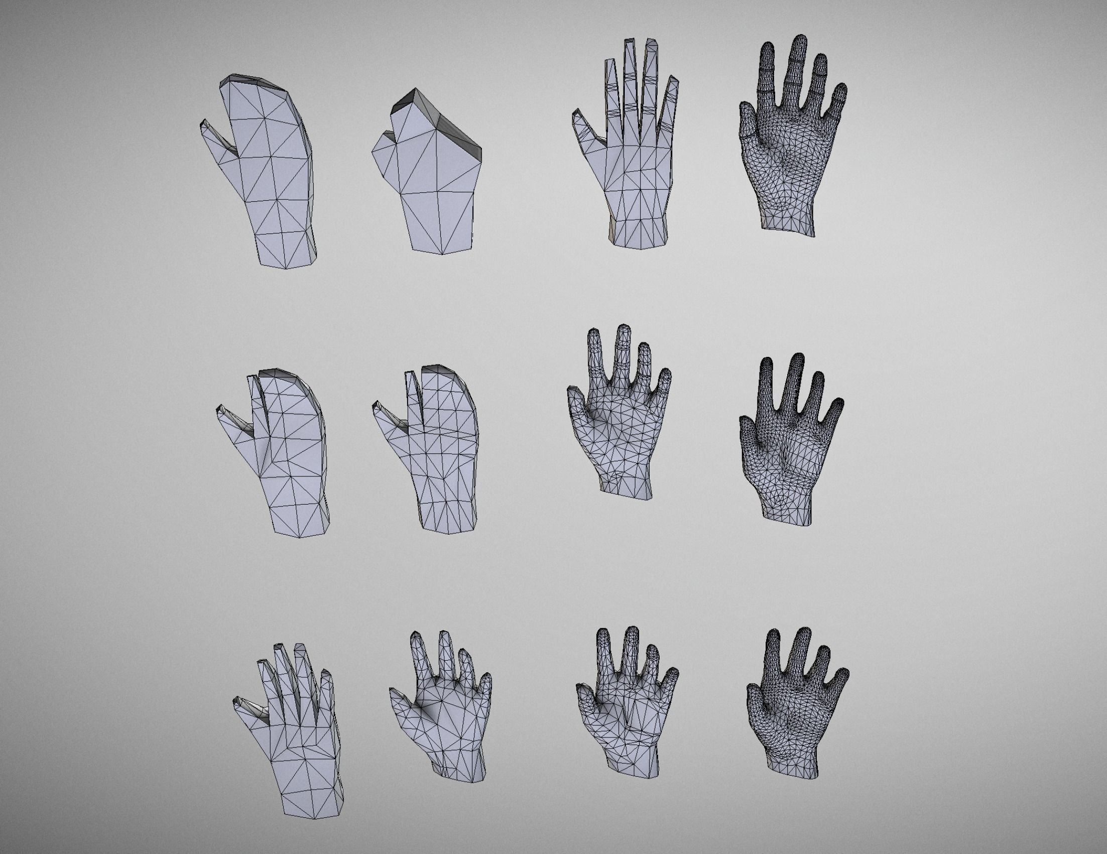 Low Poly Hands Low-poly 3D model_6
