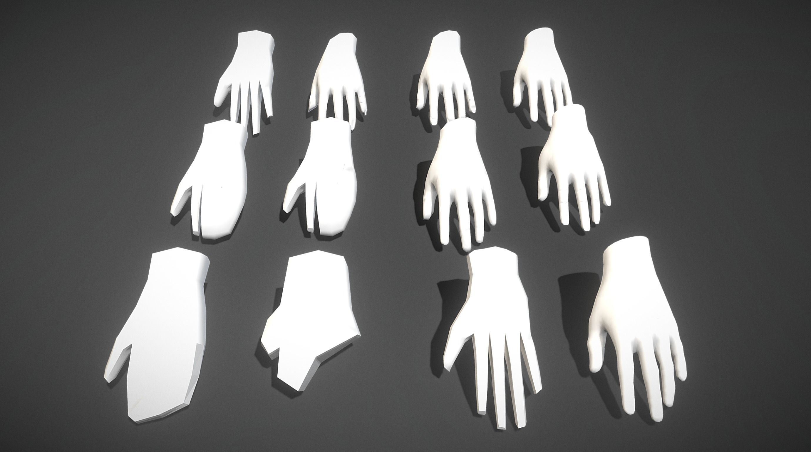 Low Poly Hands Low-poly 3D model_5