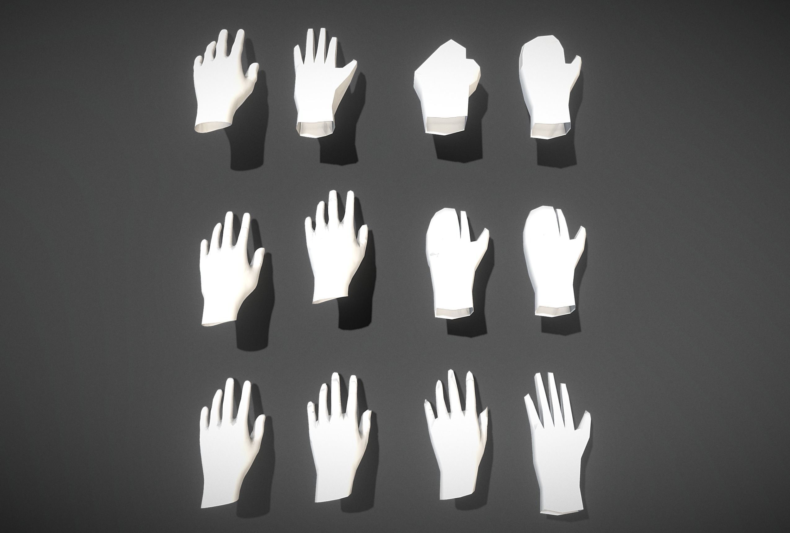 Low Poly Hands Low-poly 3D model_3