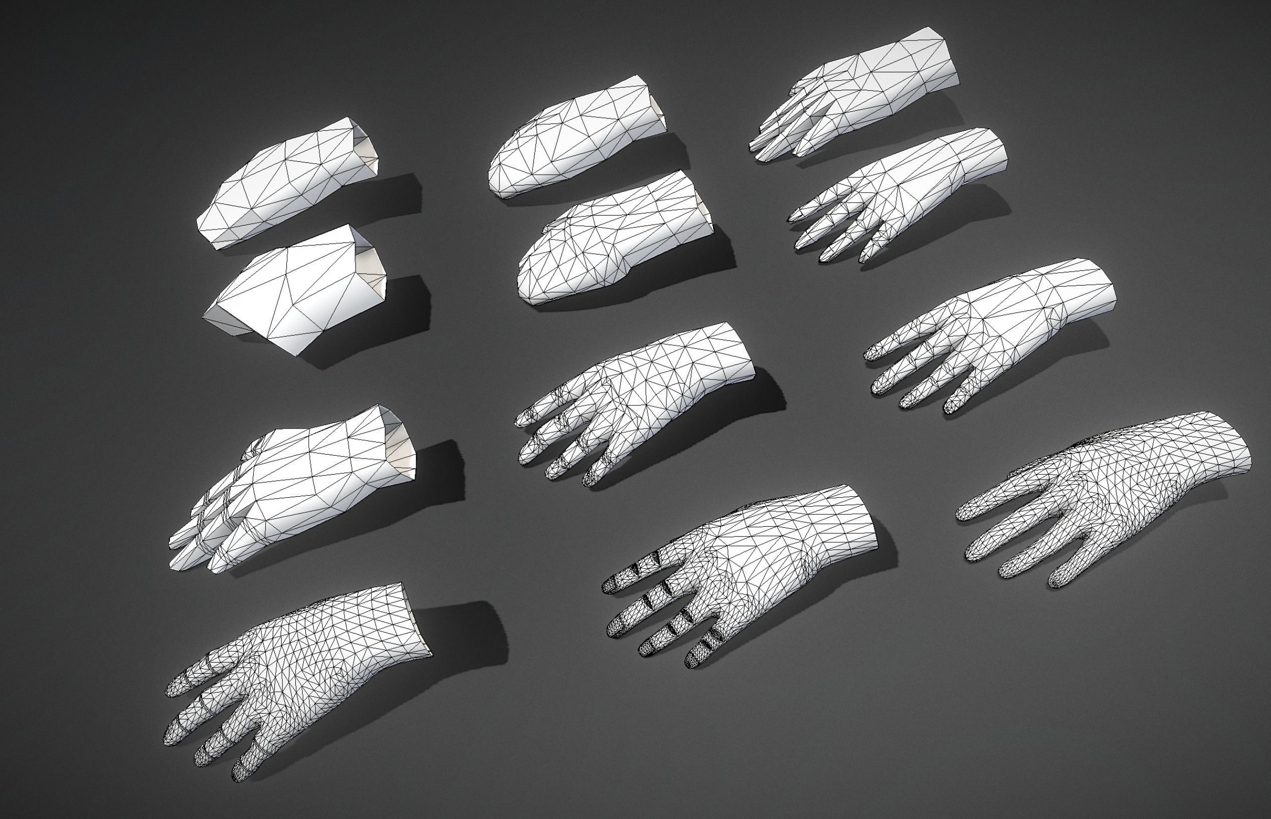 Low Poly Hands Low-poly 3D model_4