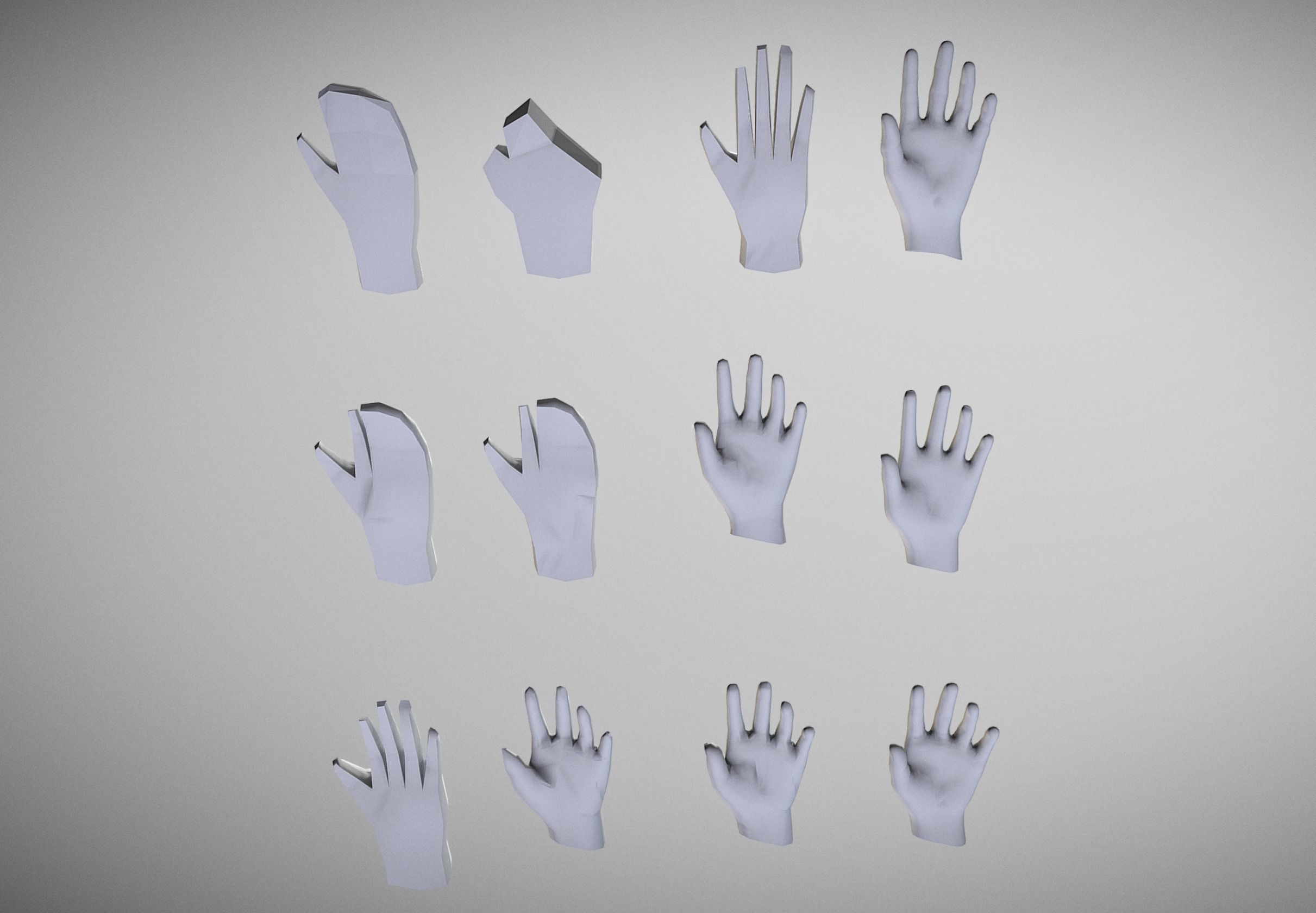 Low Poly Hands Low-poly 3D model_7