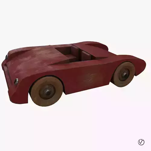 Antique wooden painted toy sports car